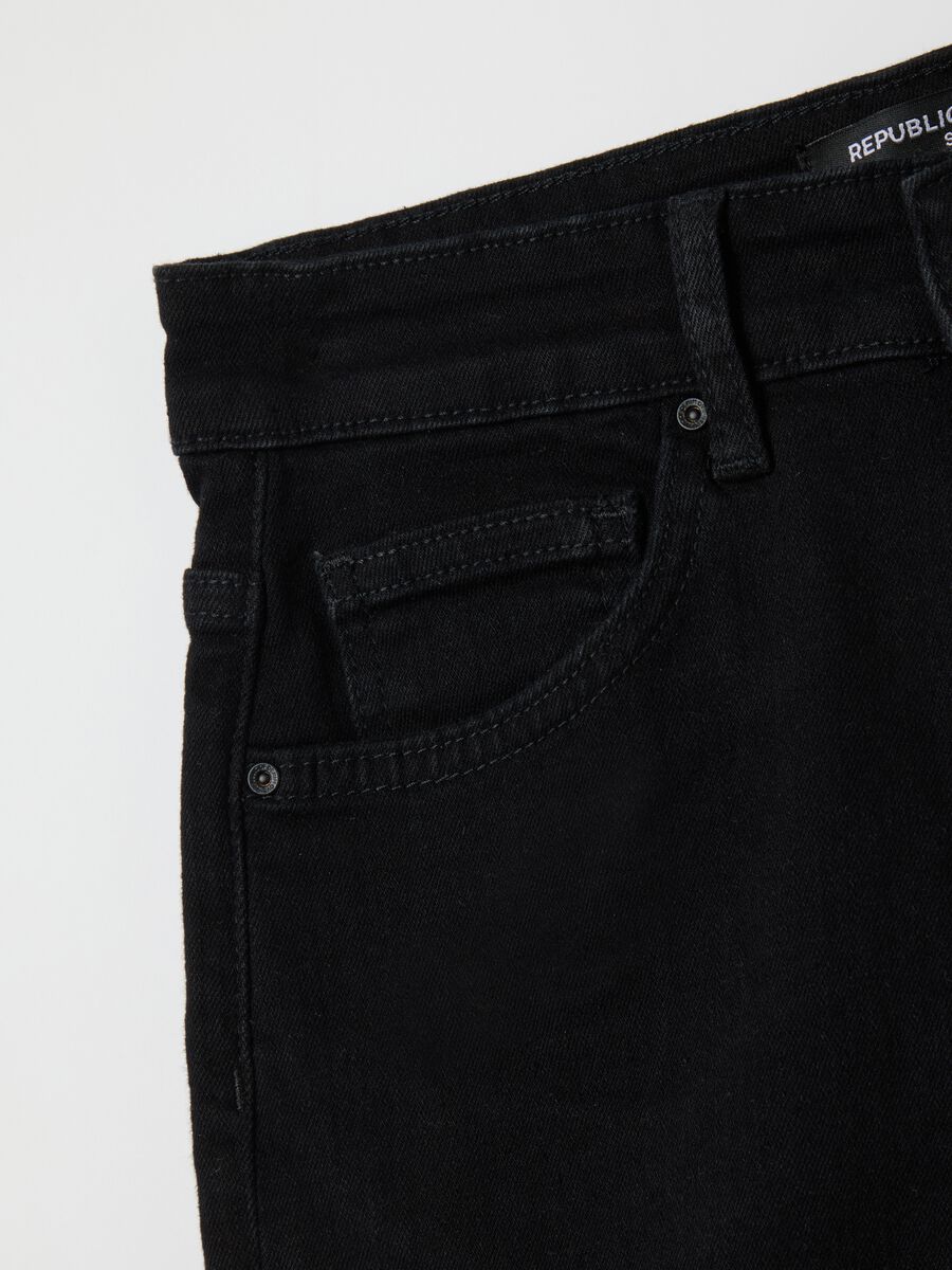 Women's black denim shorts slim fit_1