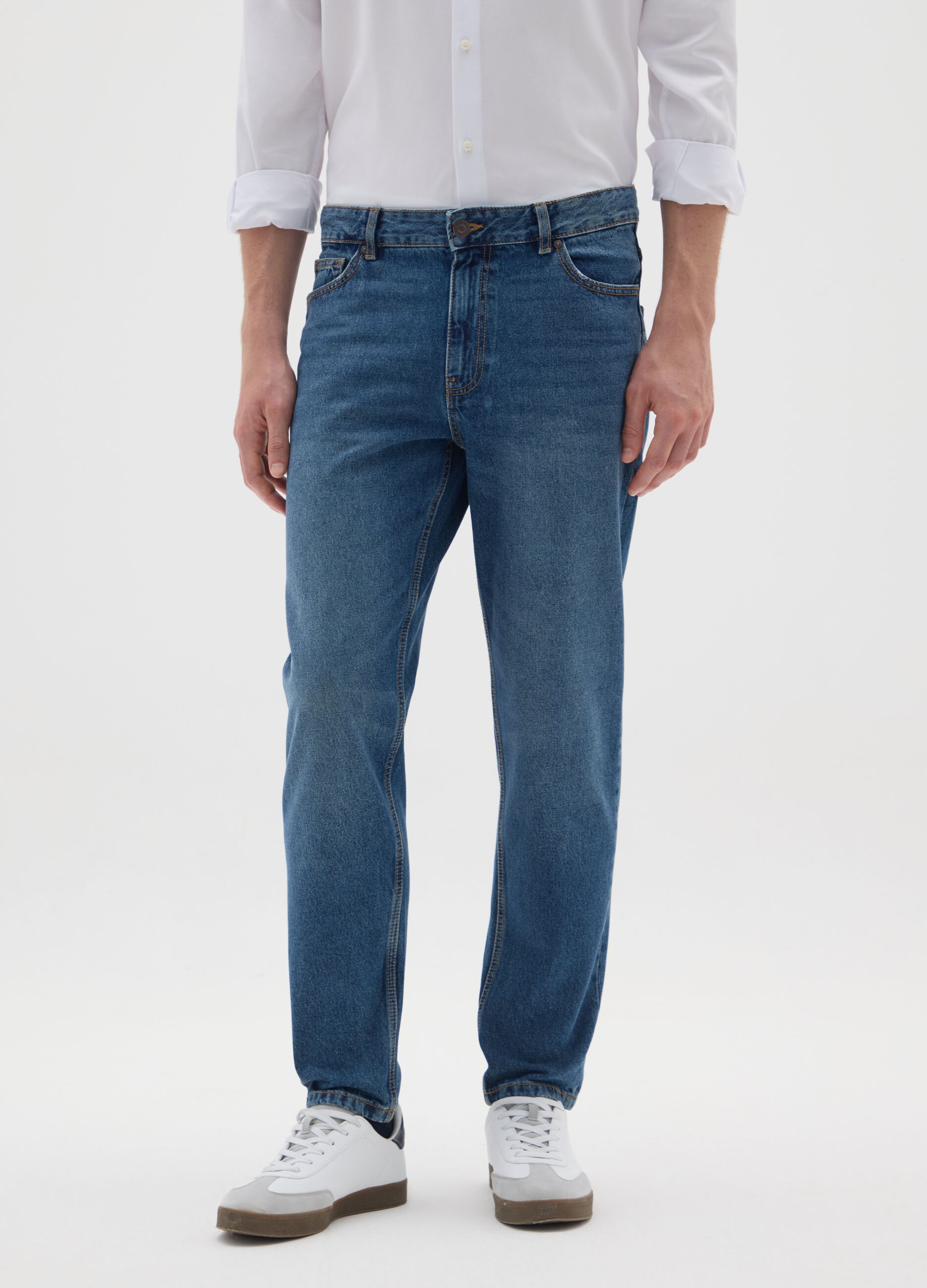 Pure cotton blue relaxed fit jeans
