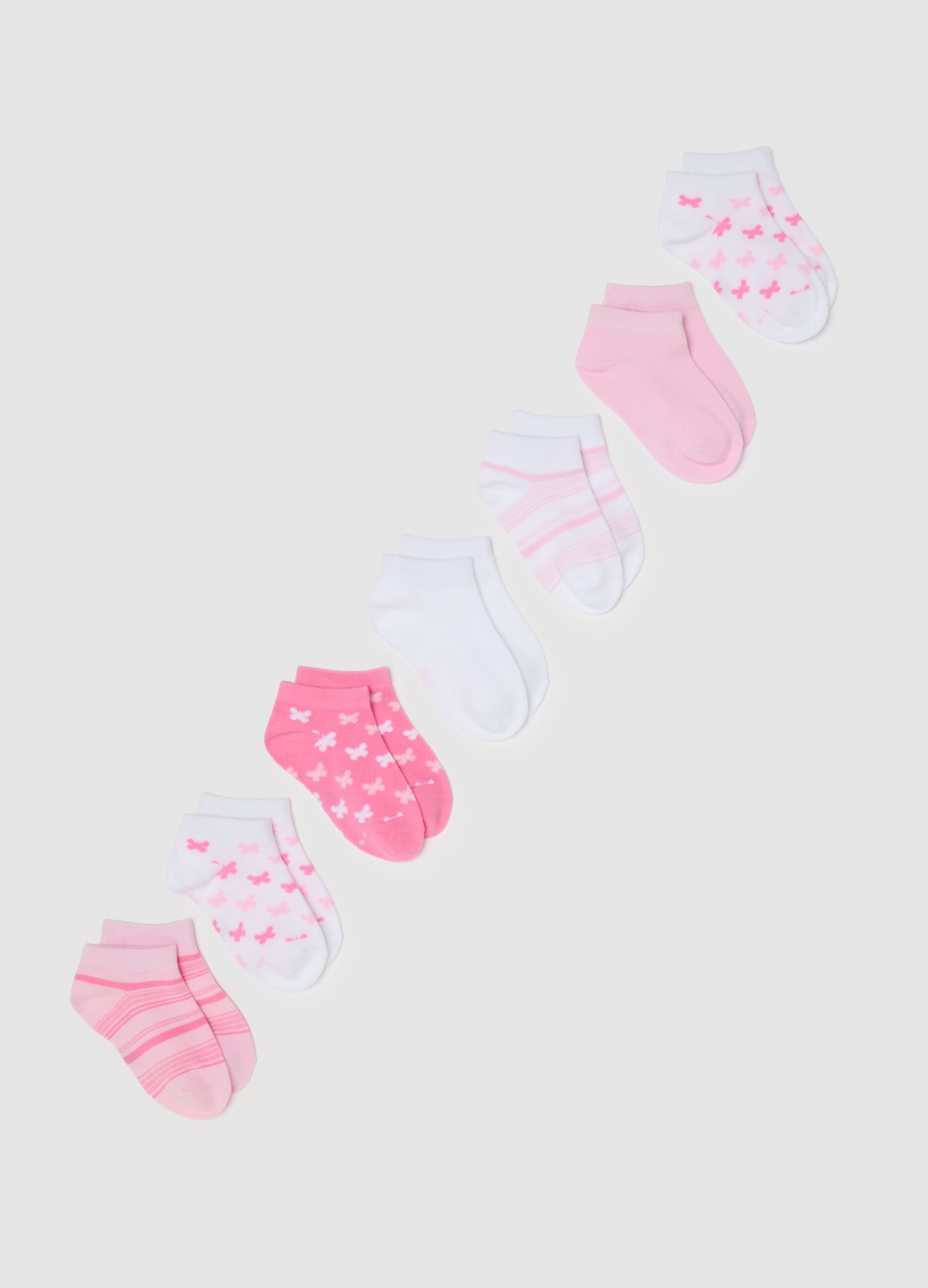 Calzini da bambina in misto cotone multicolor elasticizzati rosa e bianco