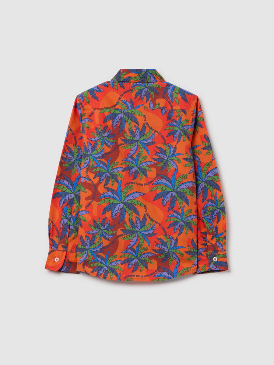 Cotton button-down shirt with palms print_4