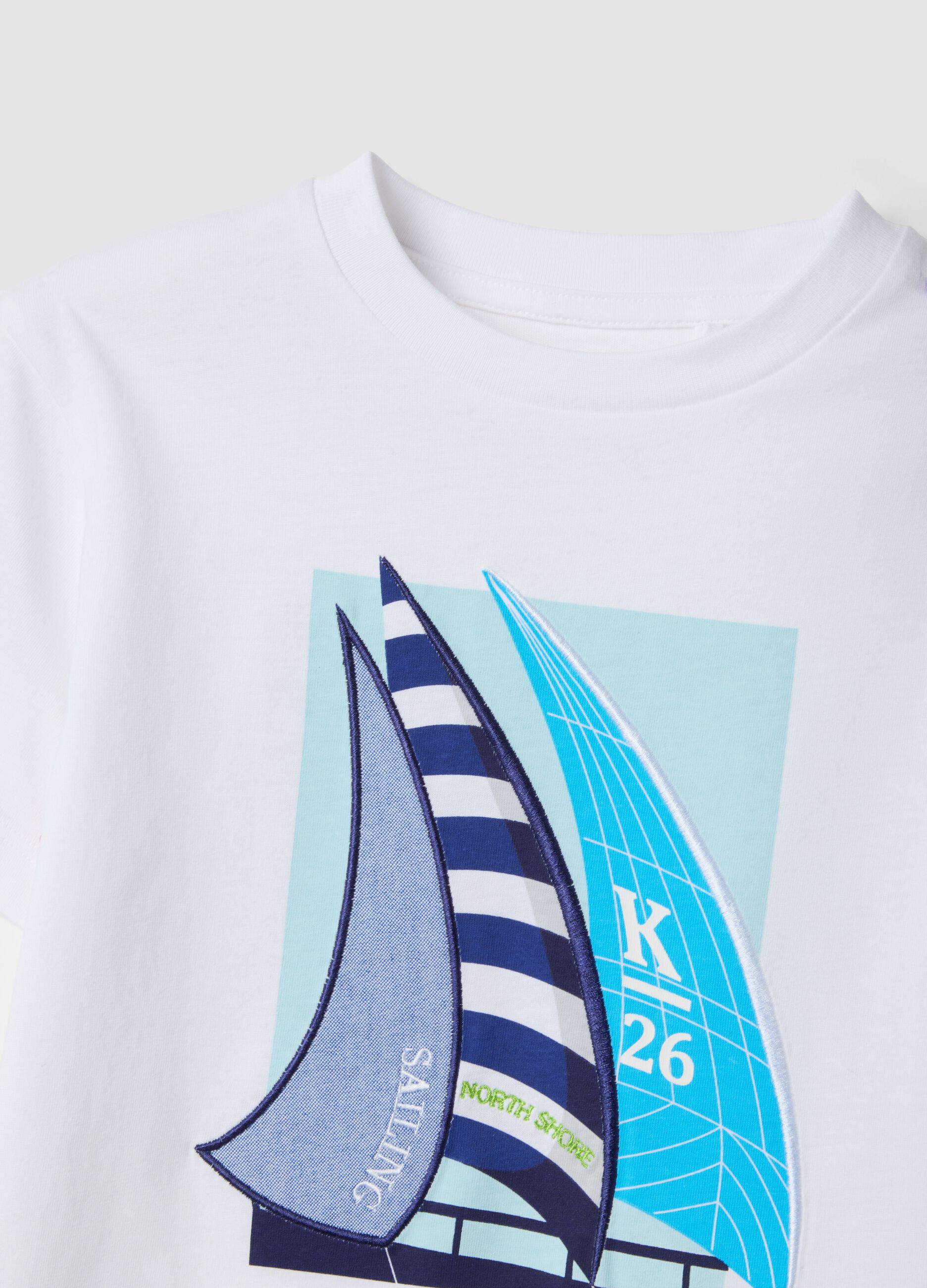 T-shirt bianca in puro cotone con stampa