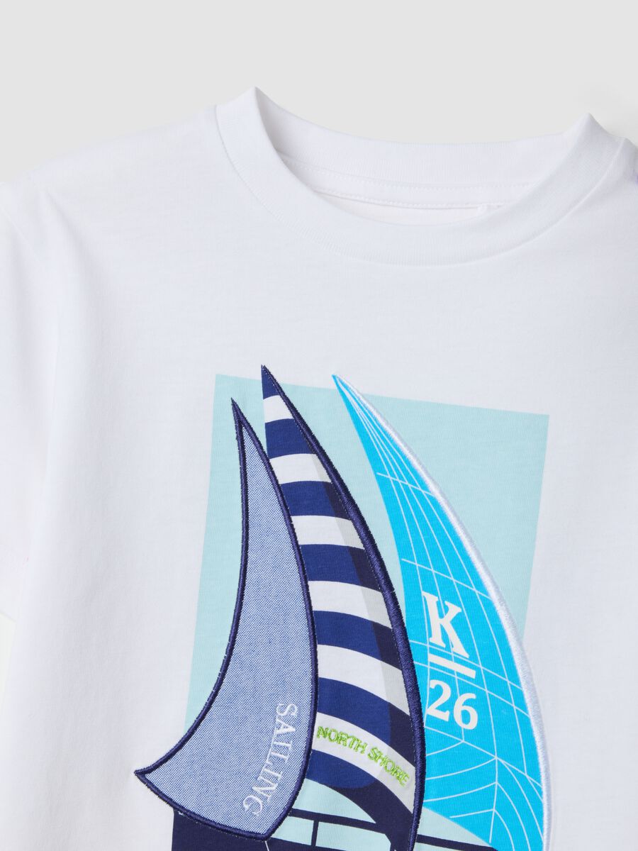 White pure cotton T-shirt with print_3