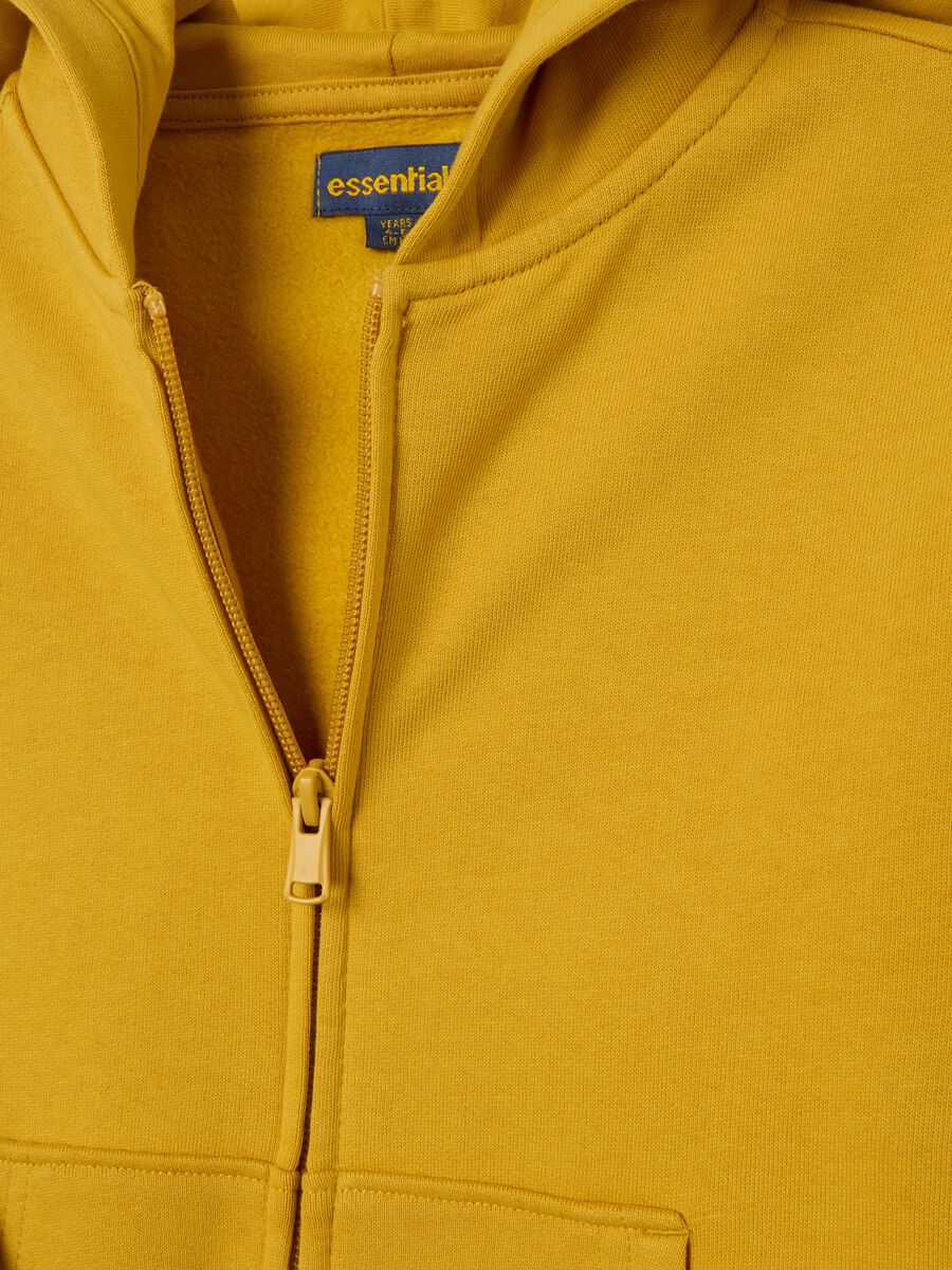Felpa con cappuccio gialla da bambino in puro cotone regular fit_2