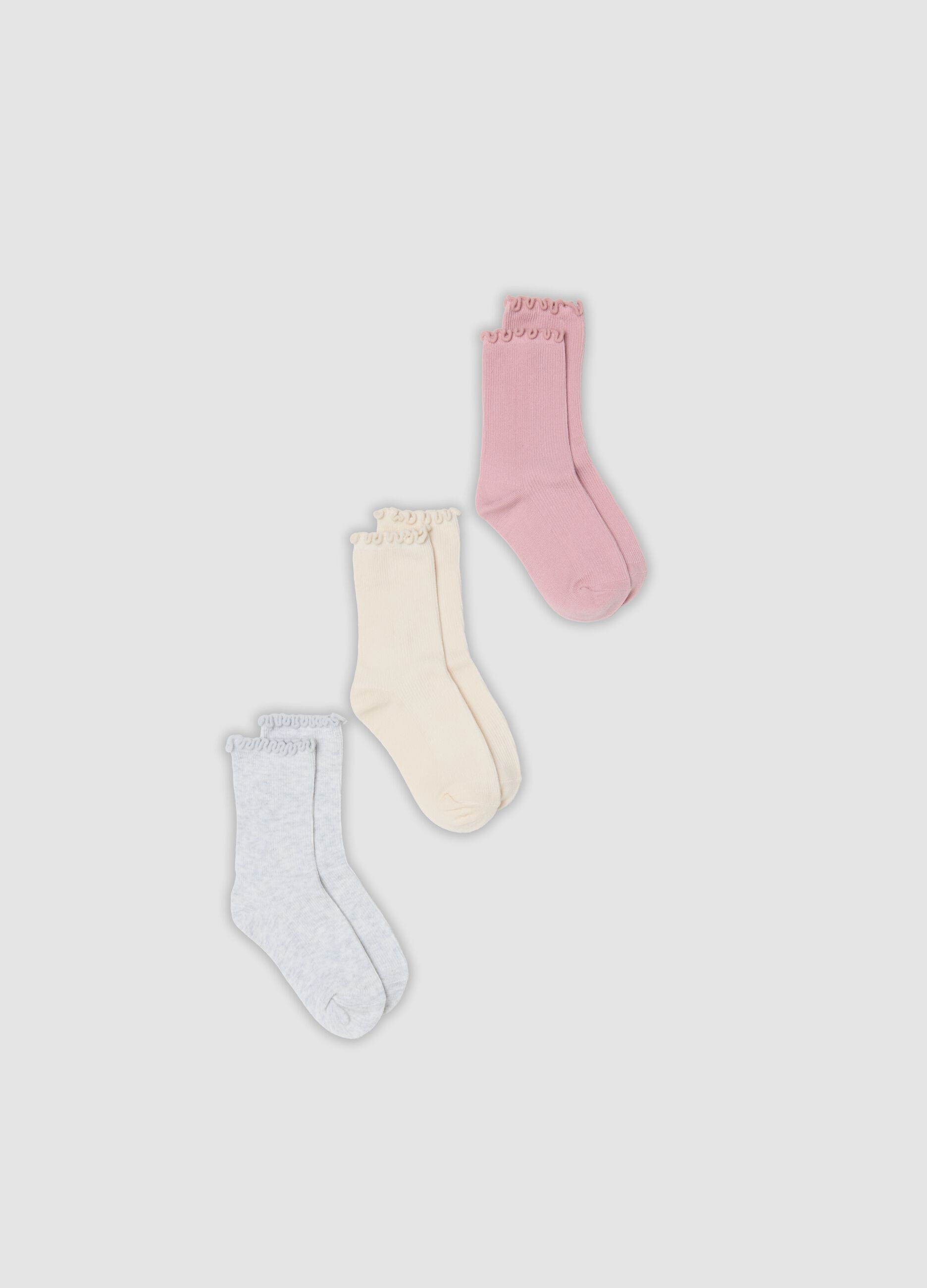 Tripack di calze midi rosa in cotone organico elasticizzato