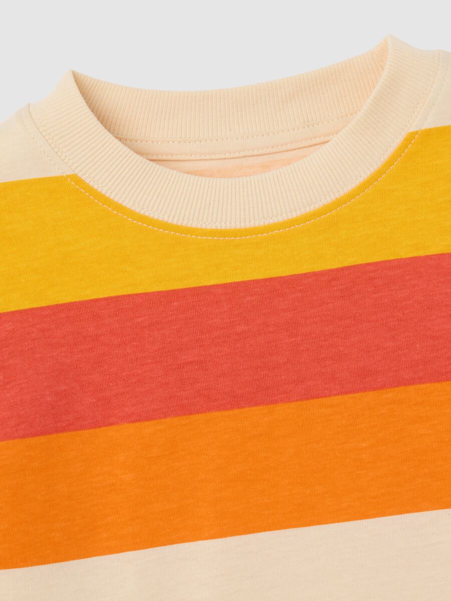 Multicoloured striped cotton T-shirt for children_2