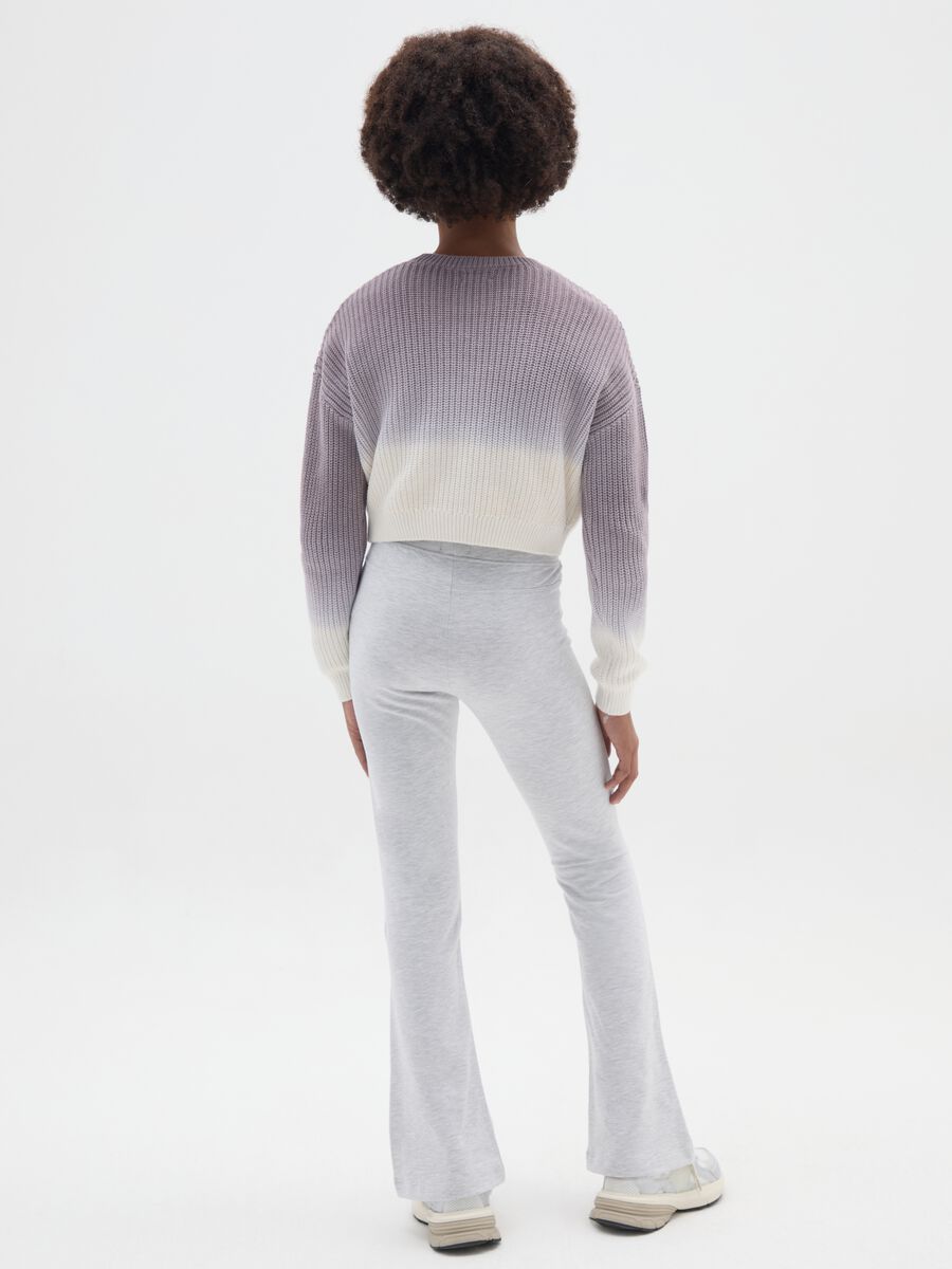 Girls' grey stretch cotton flared treggings_1