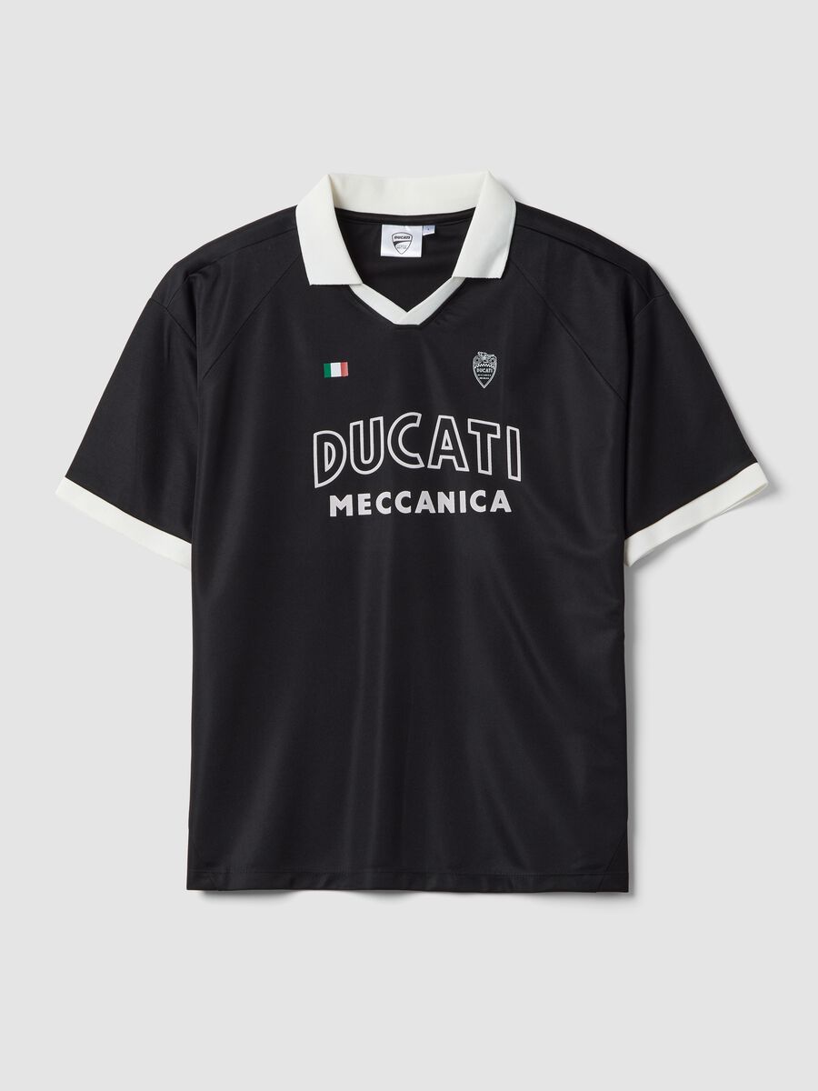 Black regular-fit T-shirt with contrast collar and Ducati lettering_4