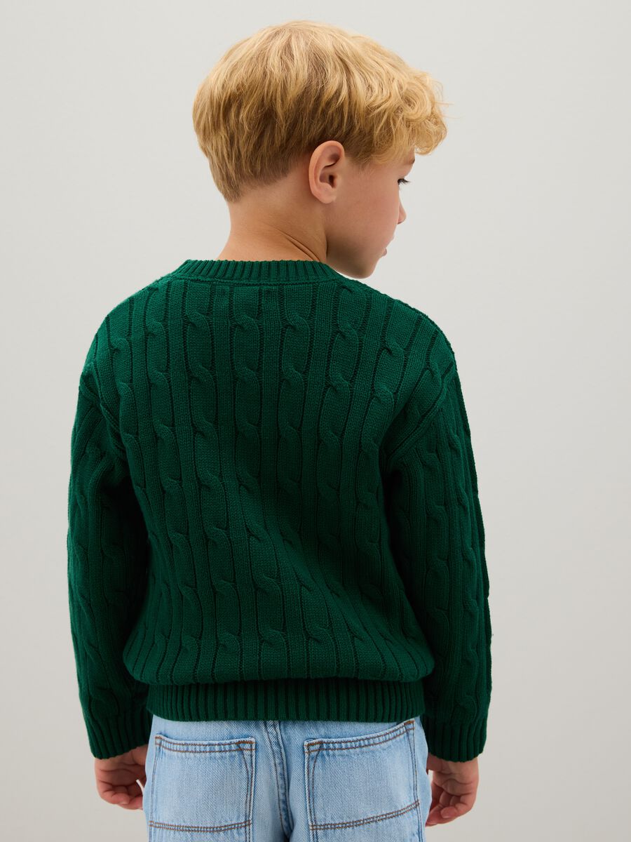Maglione da bambino in puro cotone verde regular fit_1