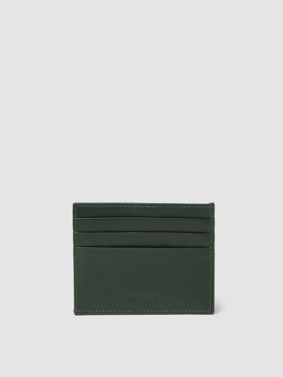 Portacarte verde in vera pelle_2
