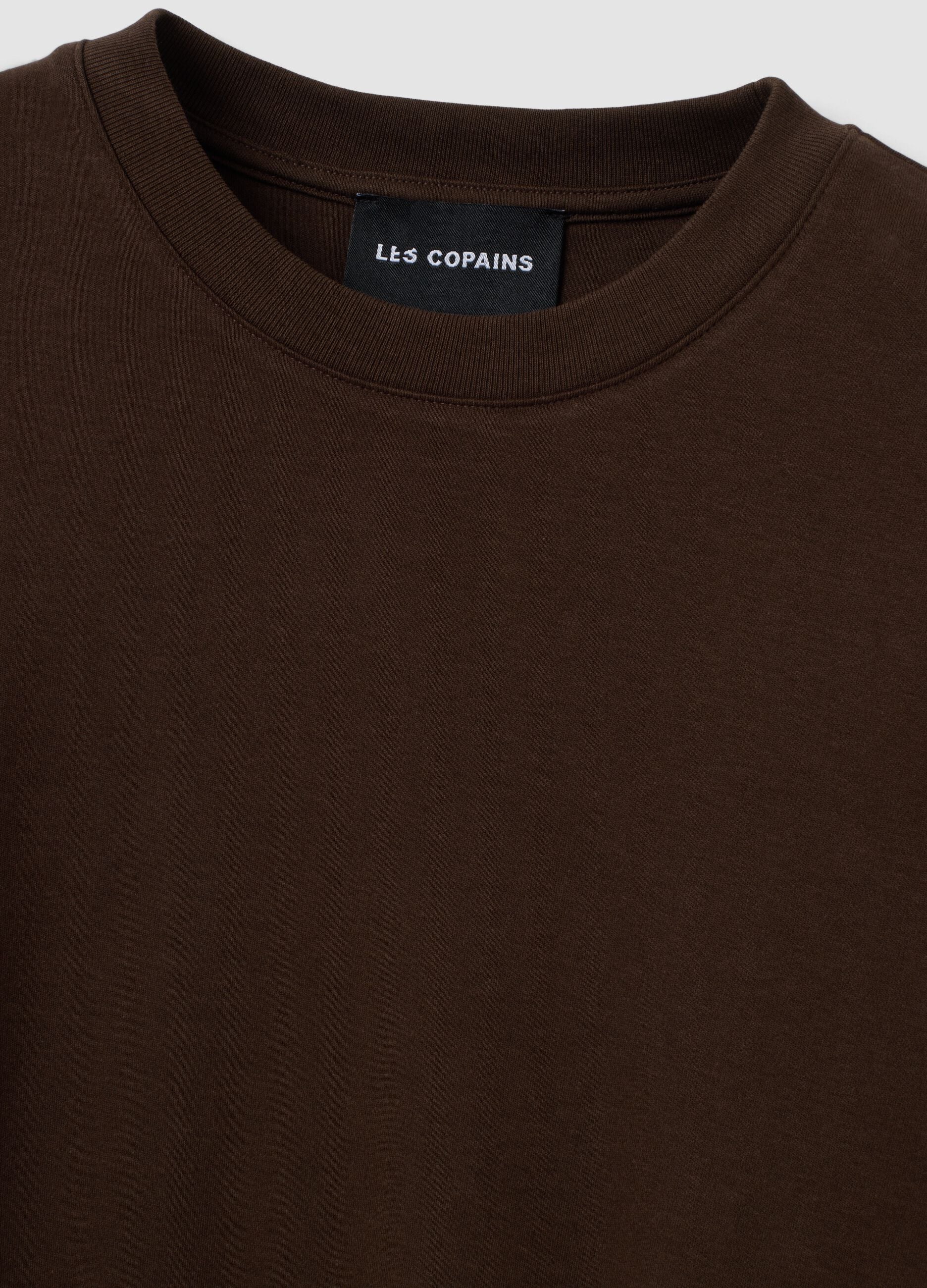 Brown boxy-fit T-shirt in a cotton&ndash;viscose blend