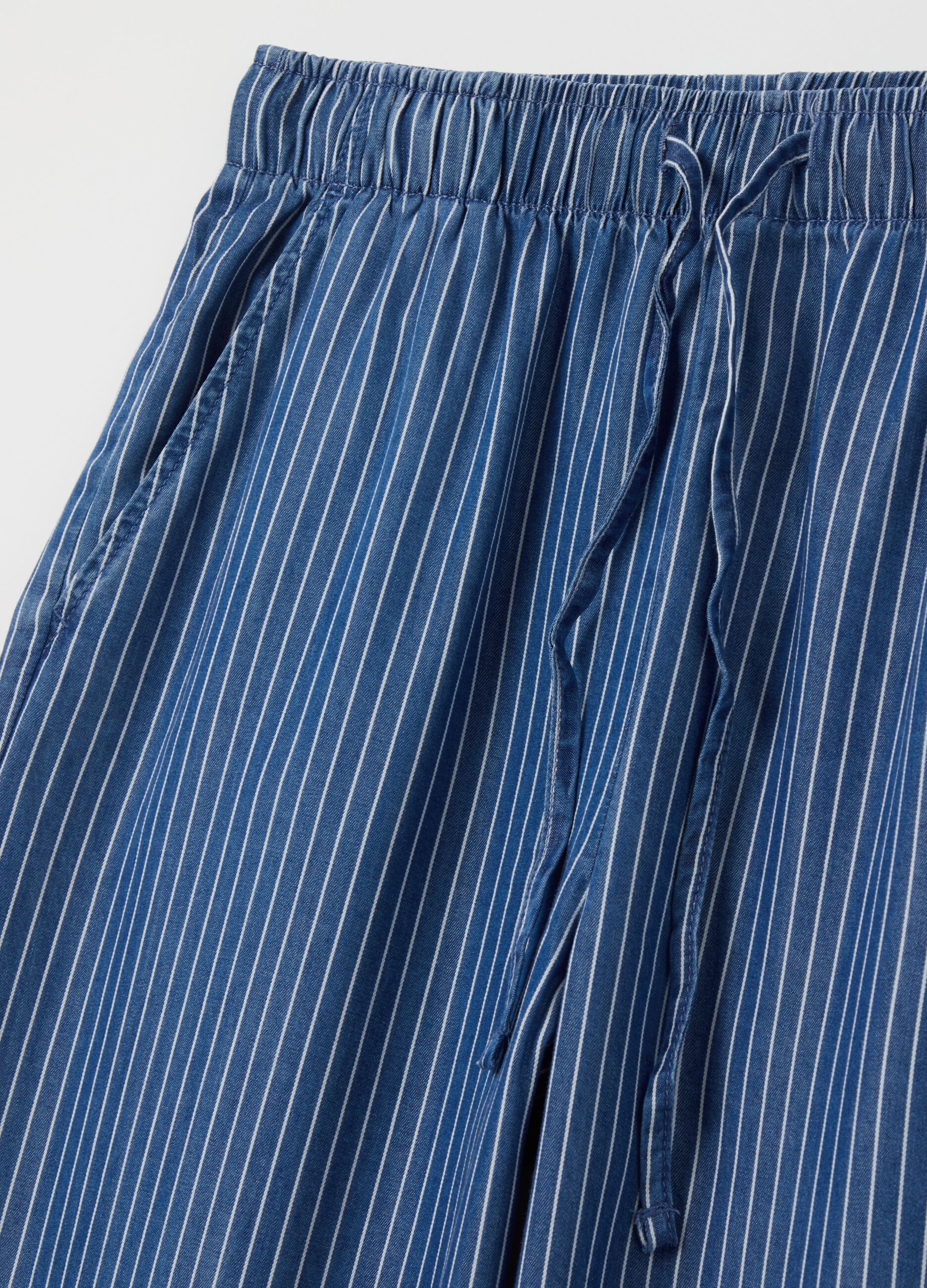 Denim-effect wide-leg fluid joggers