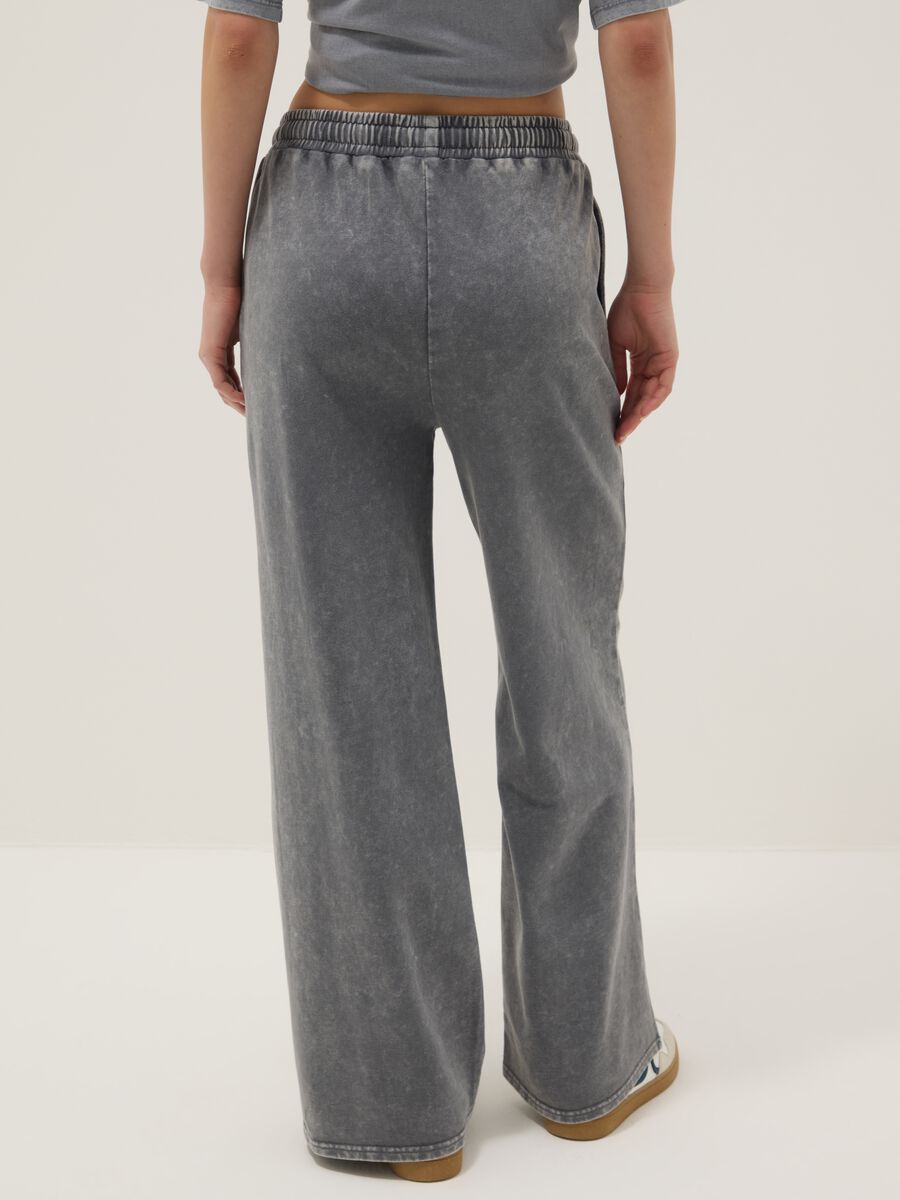 Grey wide leg pure cotton jogger trousers_3