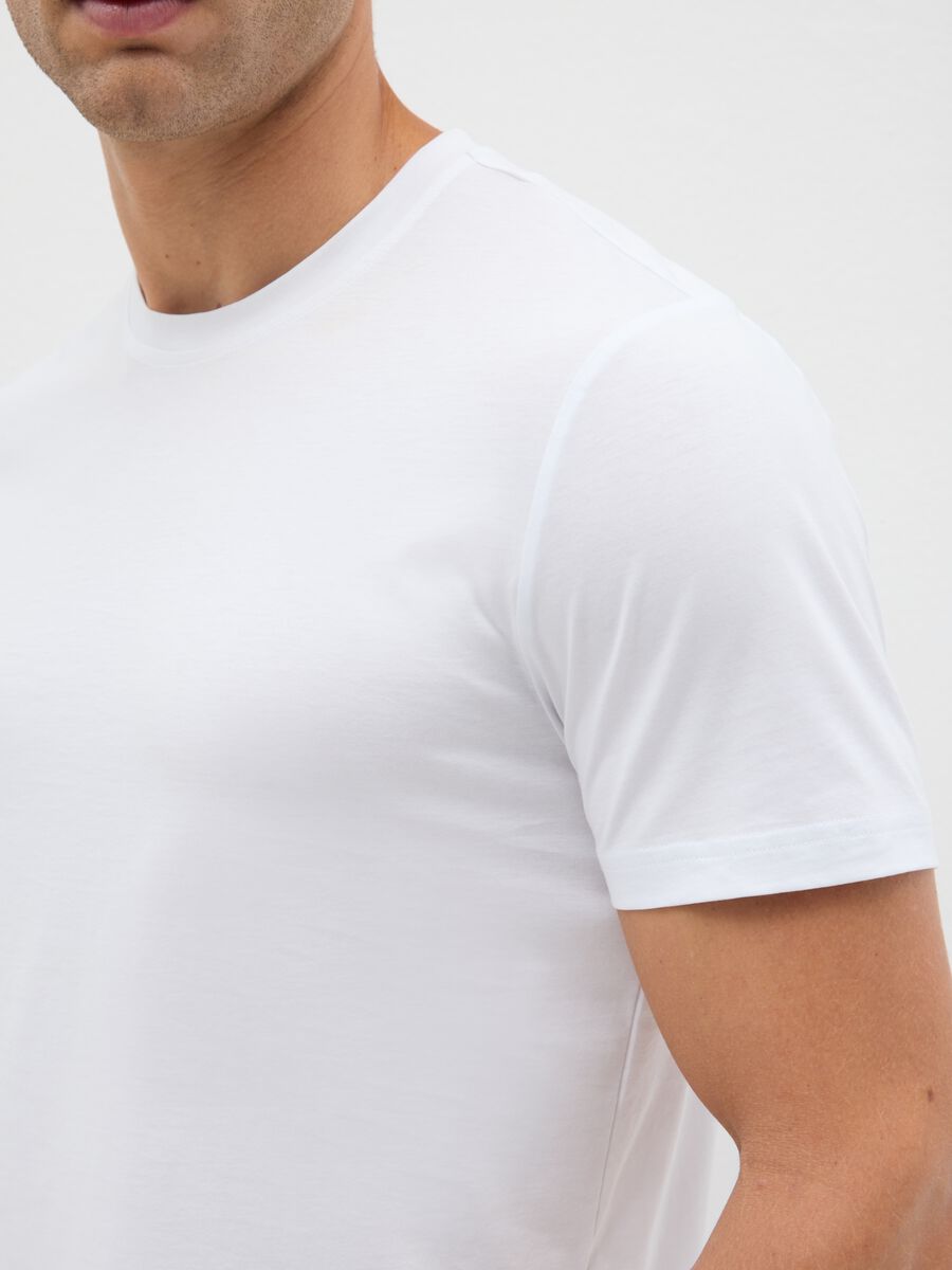 White regular fit pure cotton t-shirt_3