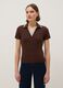Brown stretch cotton regular fit polo with contrasting collar_0