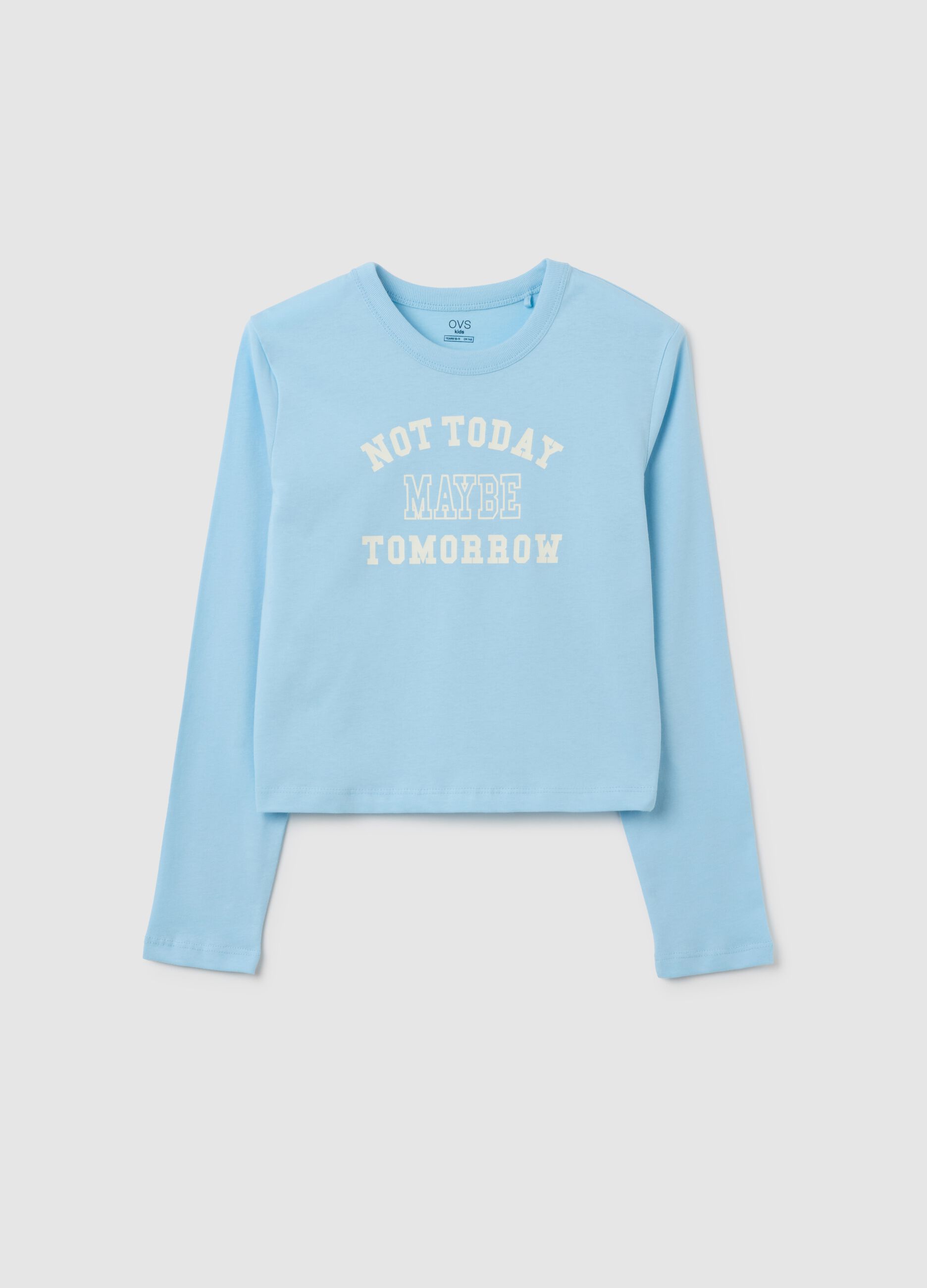 Girls' Blue Long-Sleeved Top in Pure Cotton