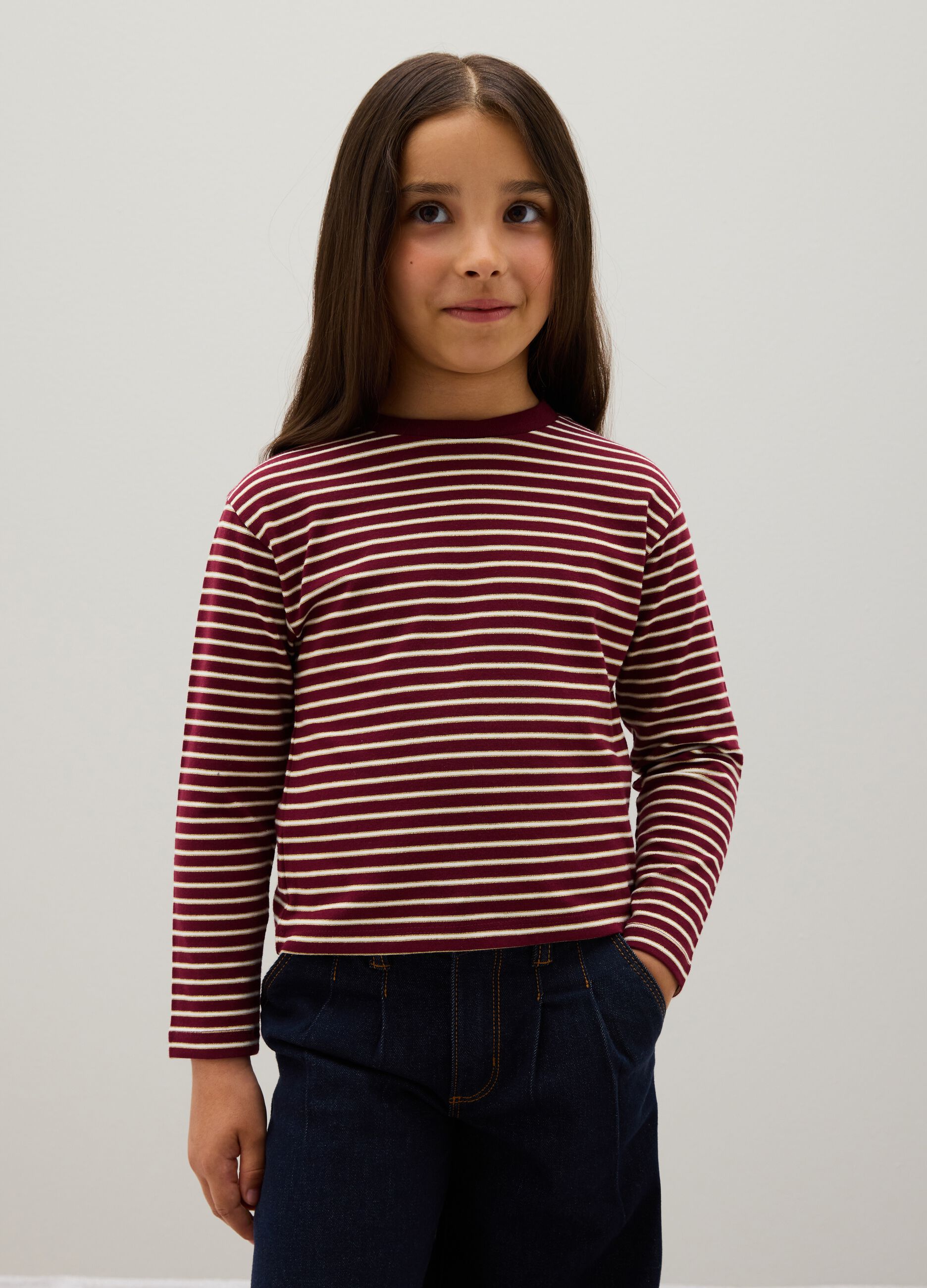 T-Maglia da ragazza in misto cotone multicolor regular fit