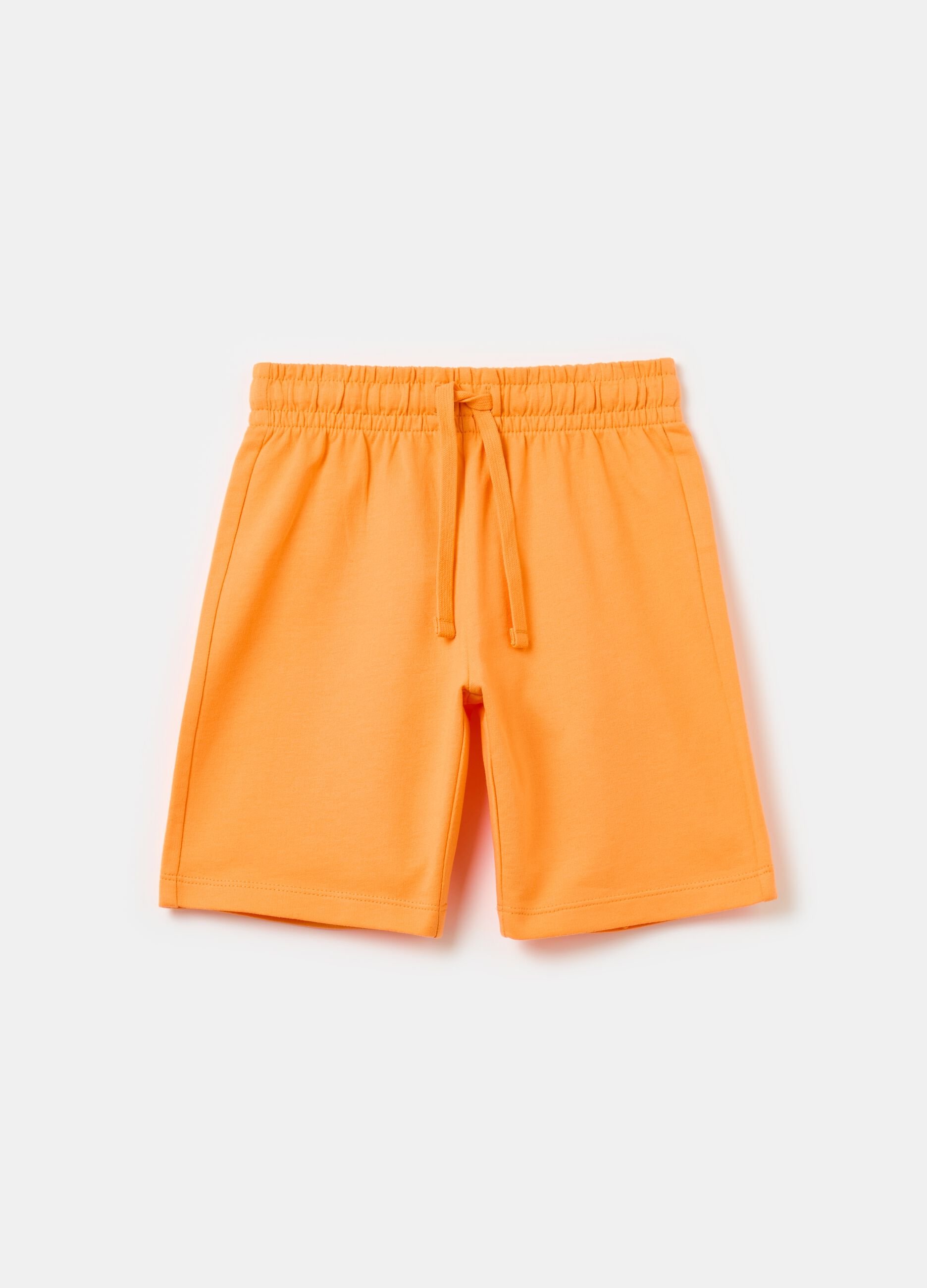 Fleece Bermuda shorts with drawstring