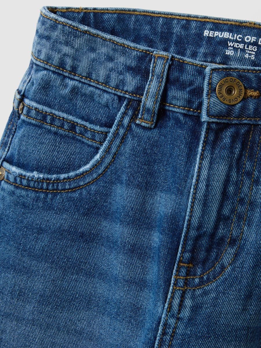 Jeans in puro cotone blu a gamba larga per bambino_2