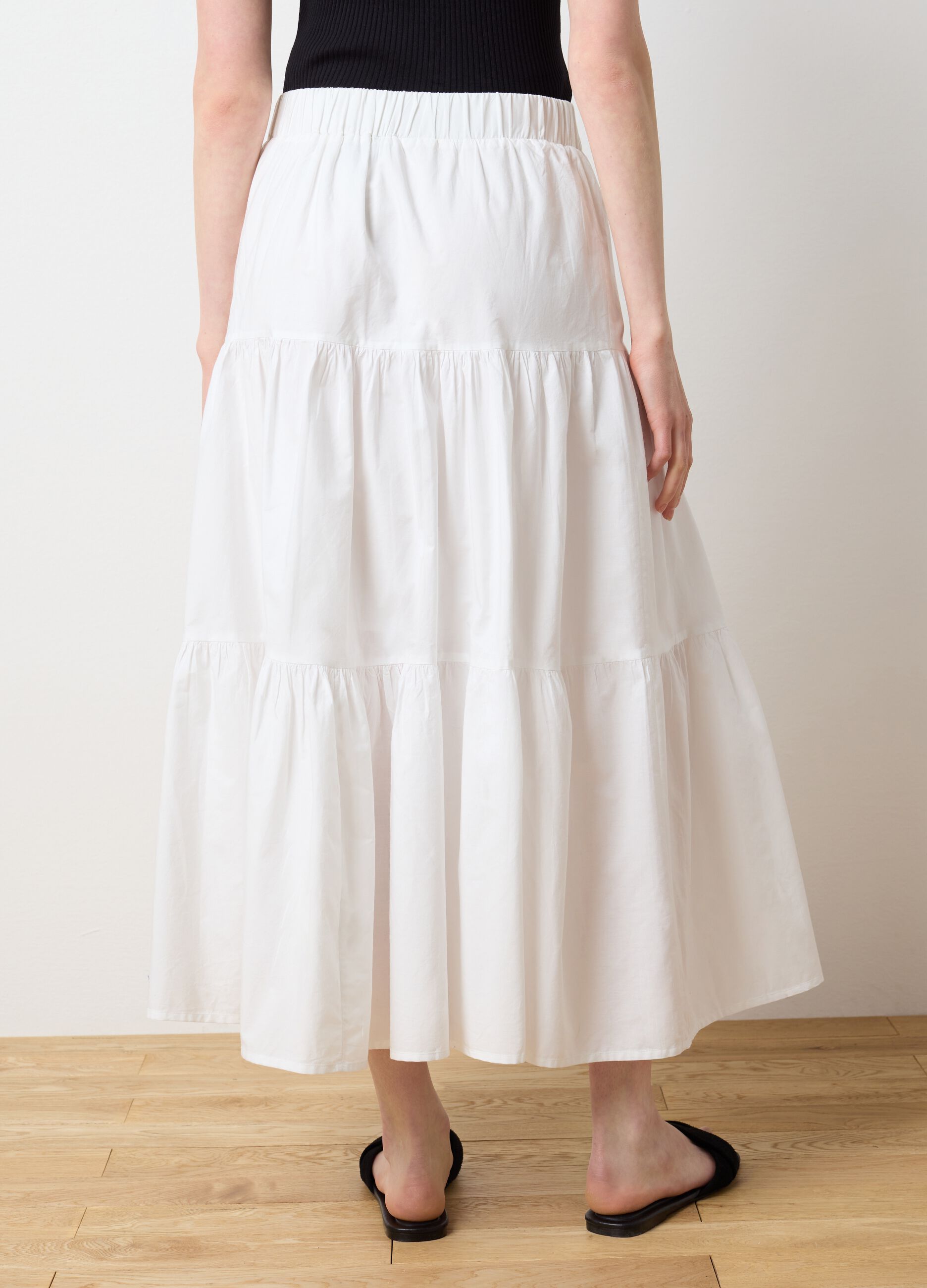 Gonna lunga da donna in puro cotone bianca regular fit