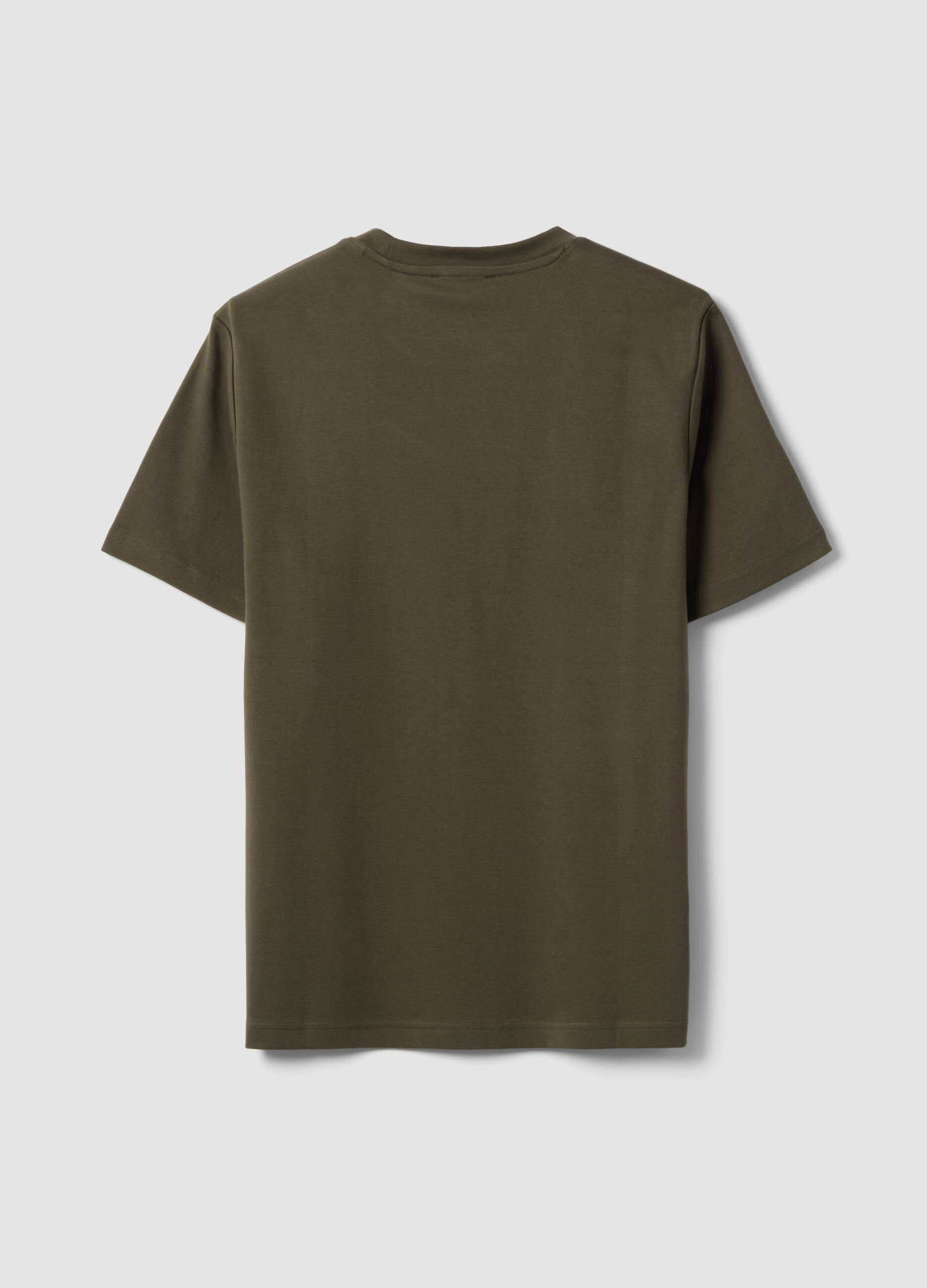 Green pure cotton short-sleeve regular-fit T-shirt