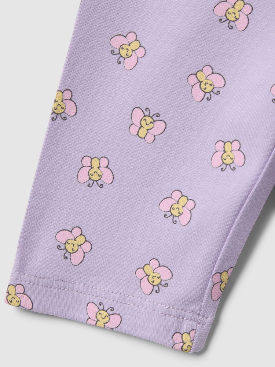 Lilac stretch cotton leggings for girls with butterflies_3