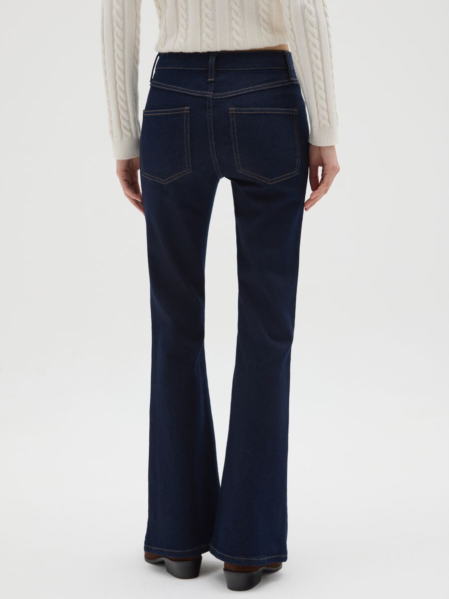 Blue Flare Jeans in Stretch Denim Cotton_2