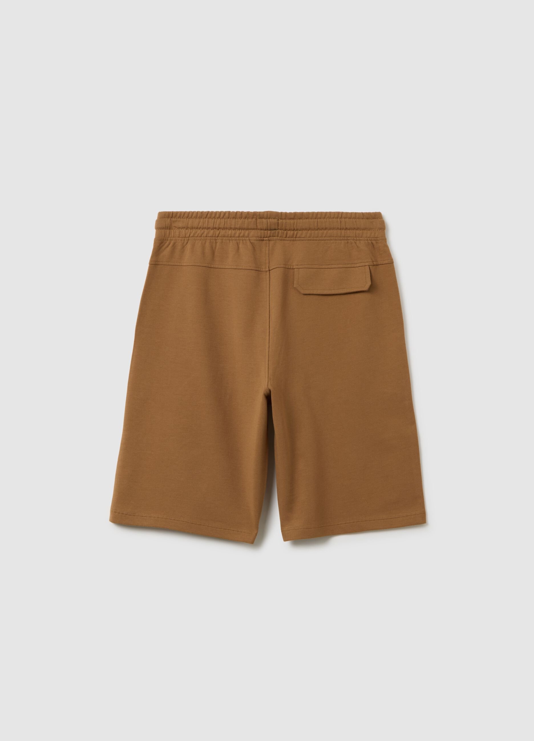 Boys' Brown Pure Cotton Regular Fit Shorts with Logo