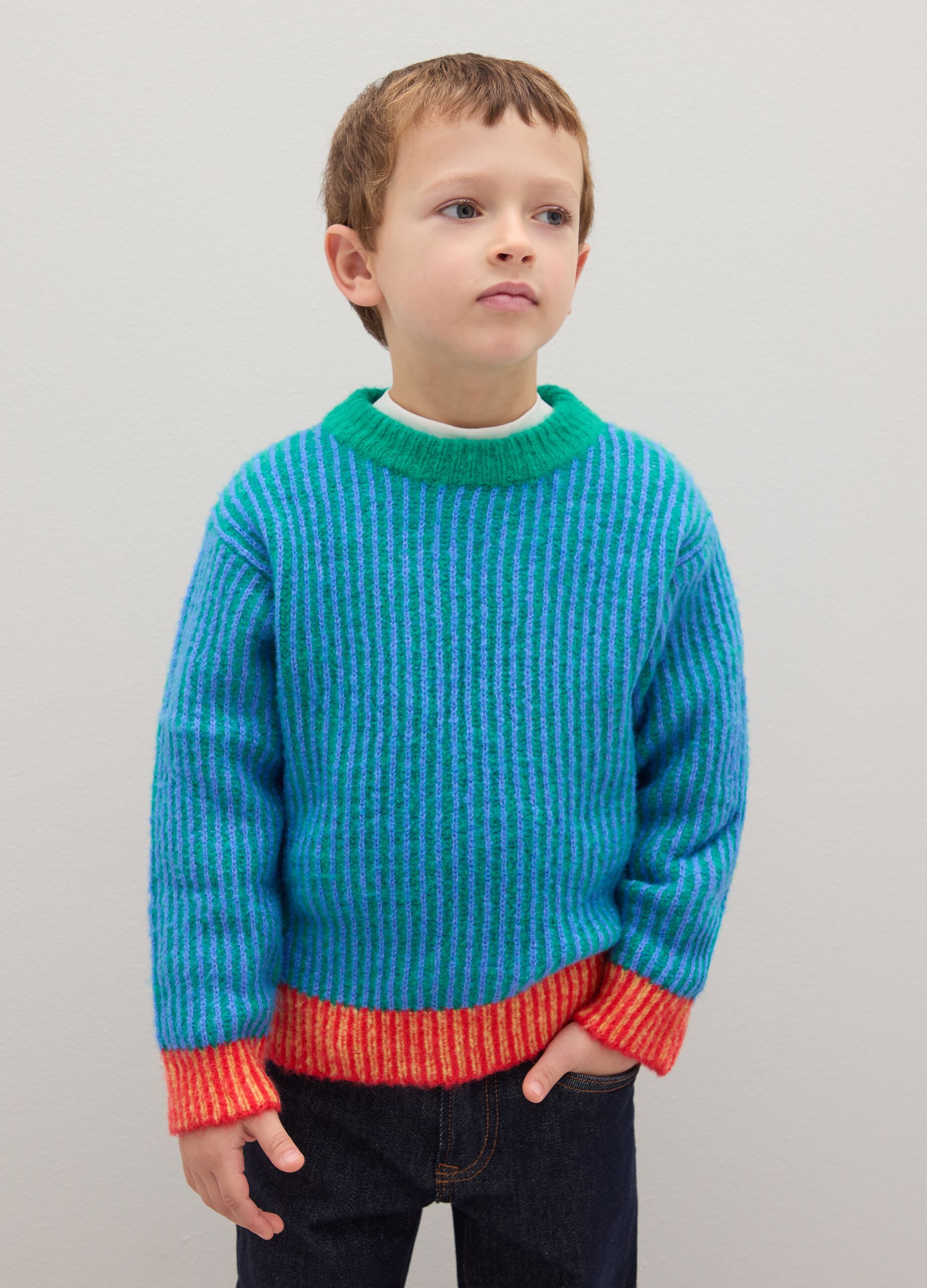 Multicolour sweater in stretch fabric