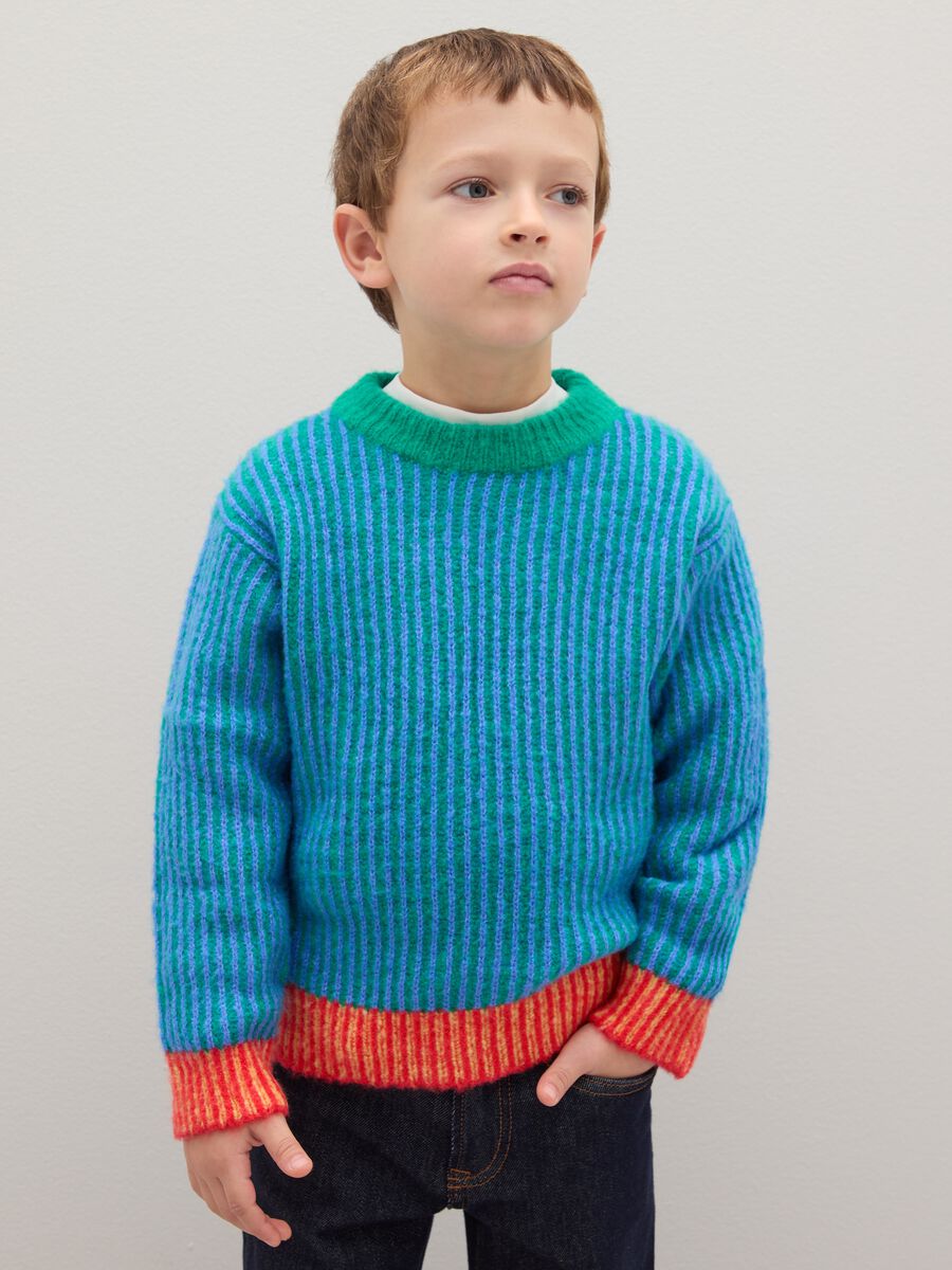 Multicolour sweater in stretch fabric_0