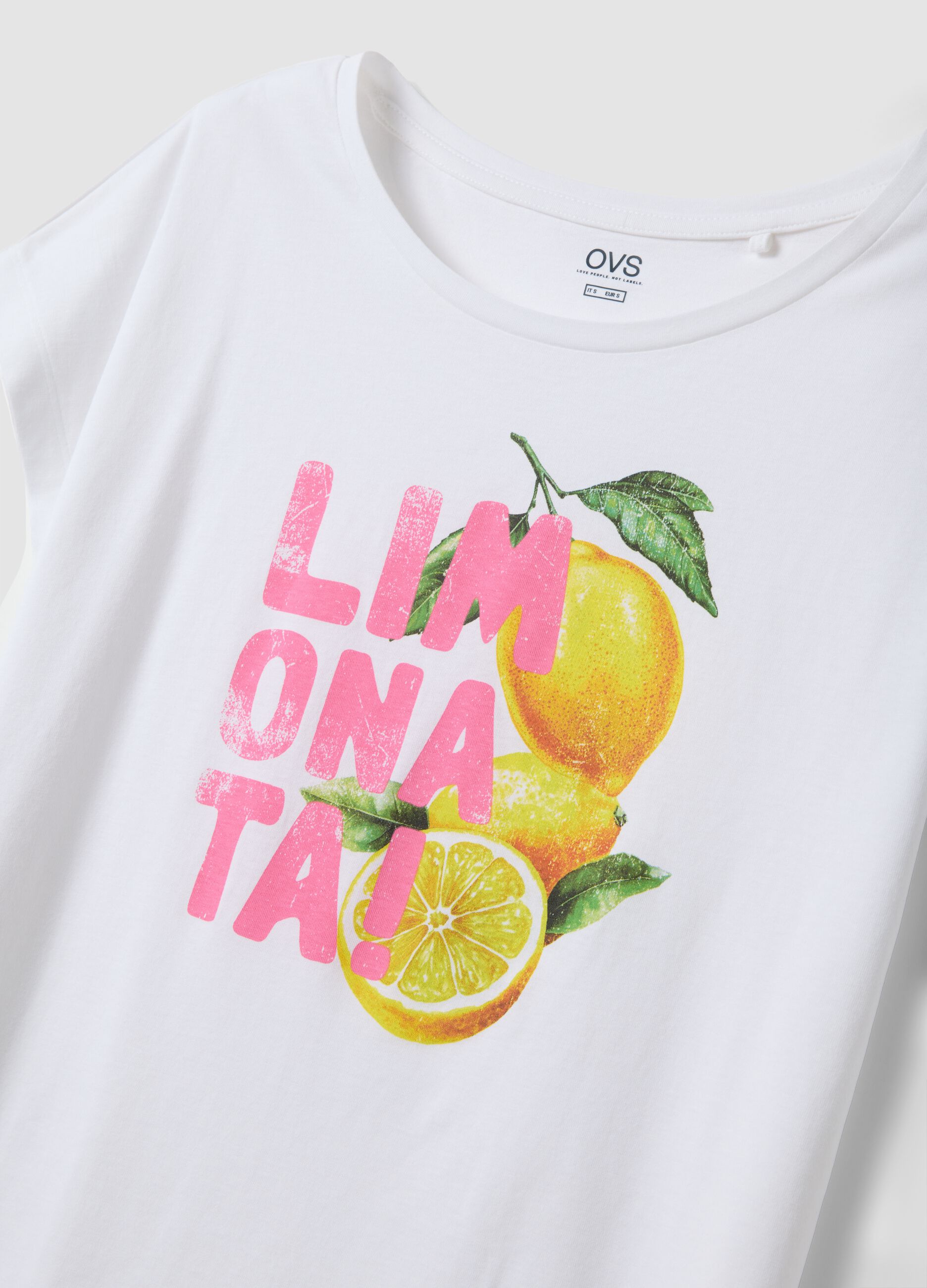 T-shirt pigiama bianco in puro cotone organico con stampa regular fit