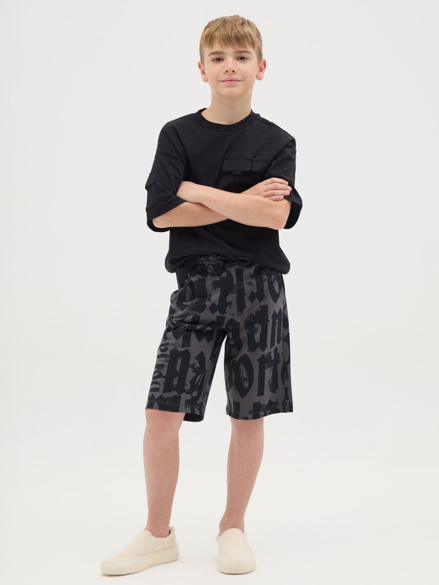 Shorts in French Terry grigi stampati_0