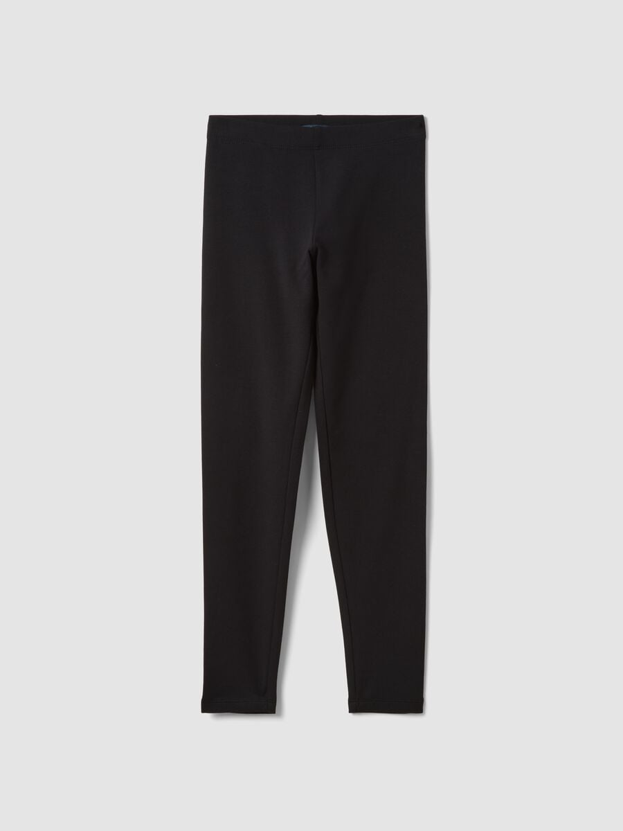 Leggings neri in cotone elasticizzato_0