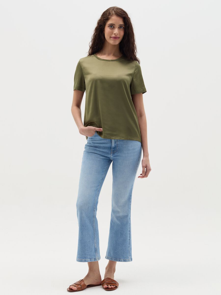 Short-sleeved blouse in satin_1