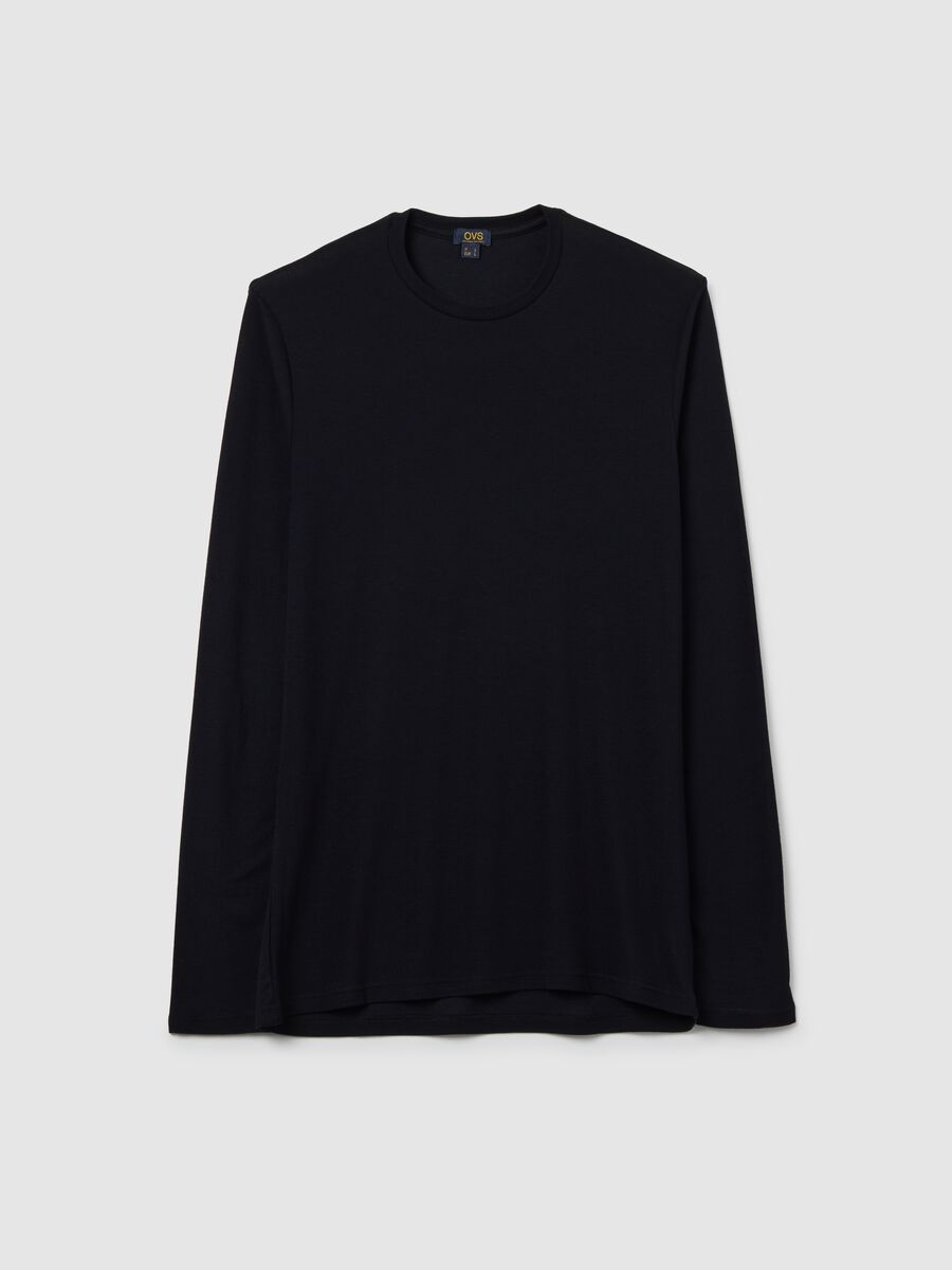 T-shirt premium nera in thermal modal cashmere regular fit_4