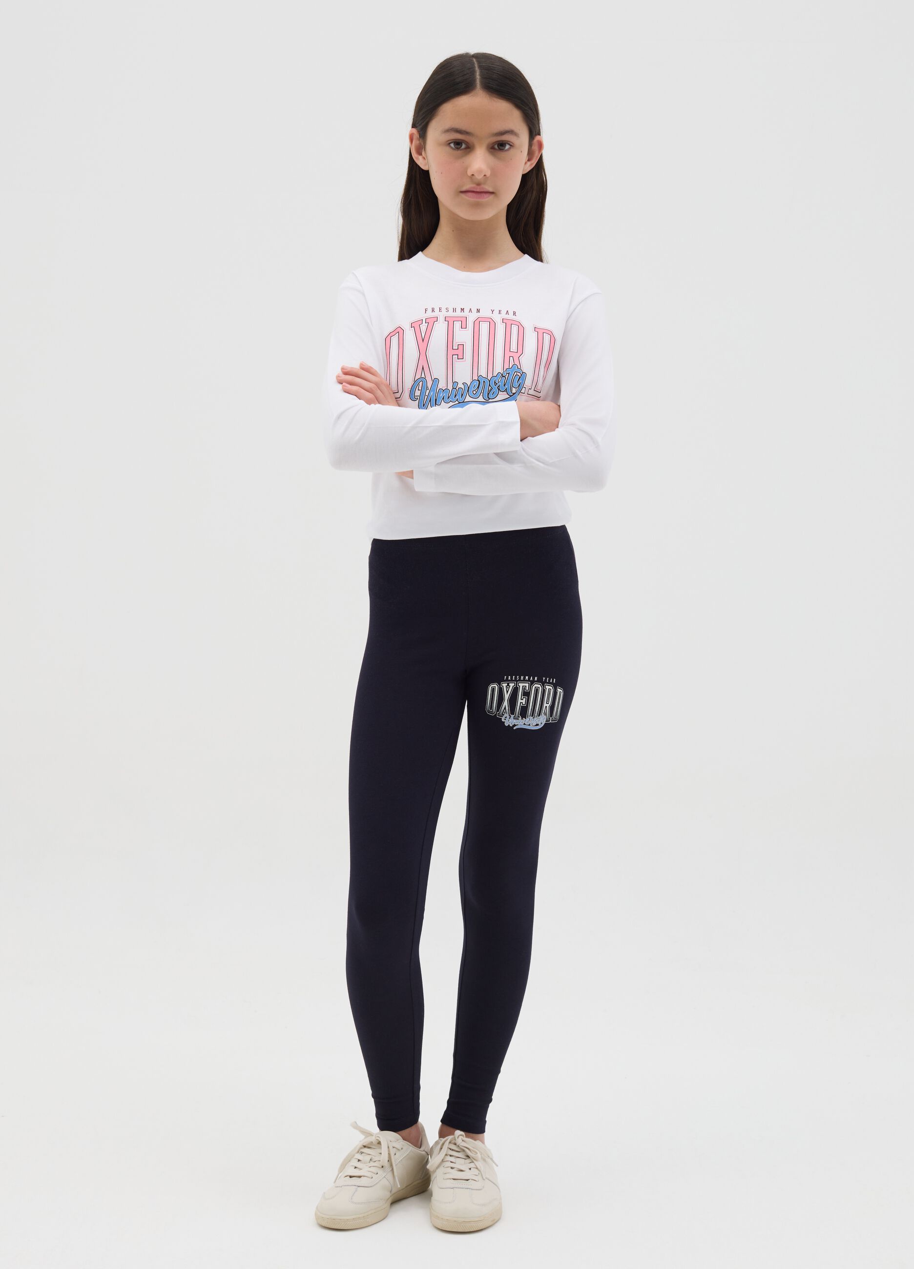 Printed stretch cotton leggings