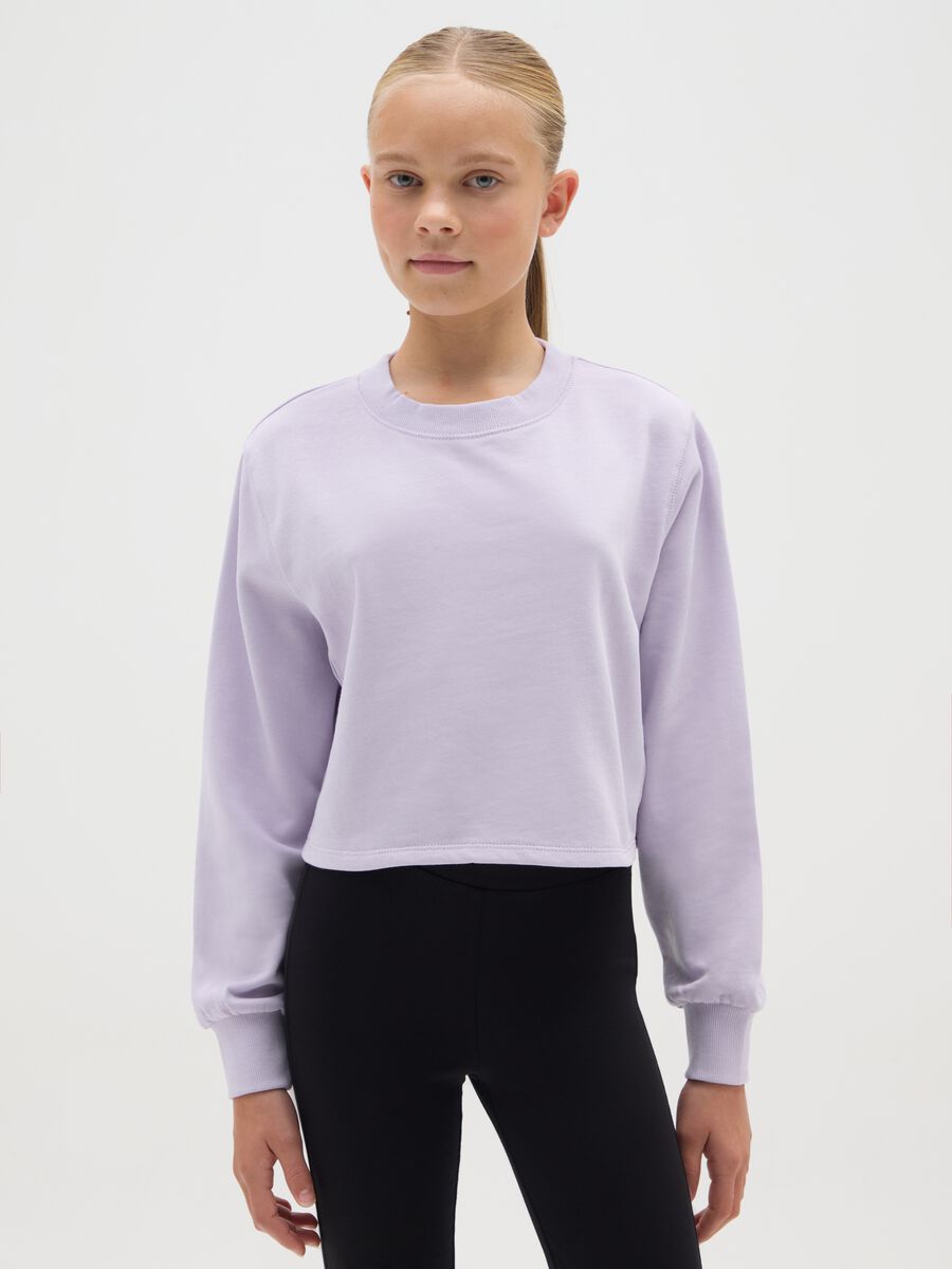 Maglia cropped da ragazze in puro cotone viola regular fit_0