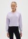 Cropped violet cotton long sleeve top for girls with regular fit_0