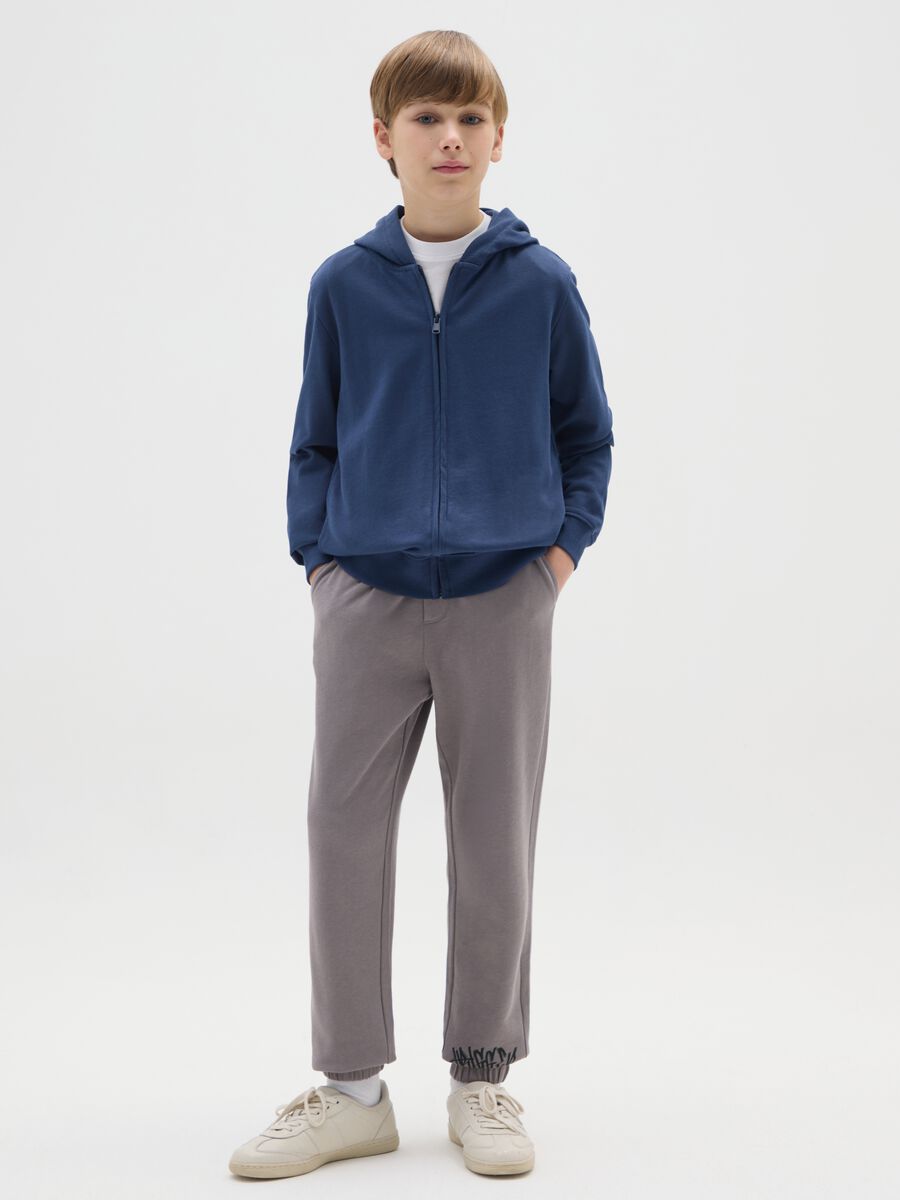 Jogger da ragazzo in puro cotone grigi regular fit_0