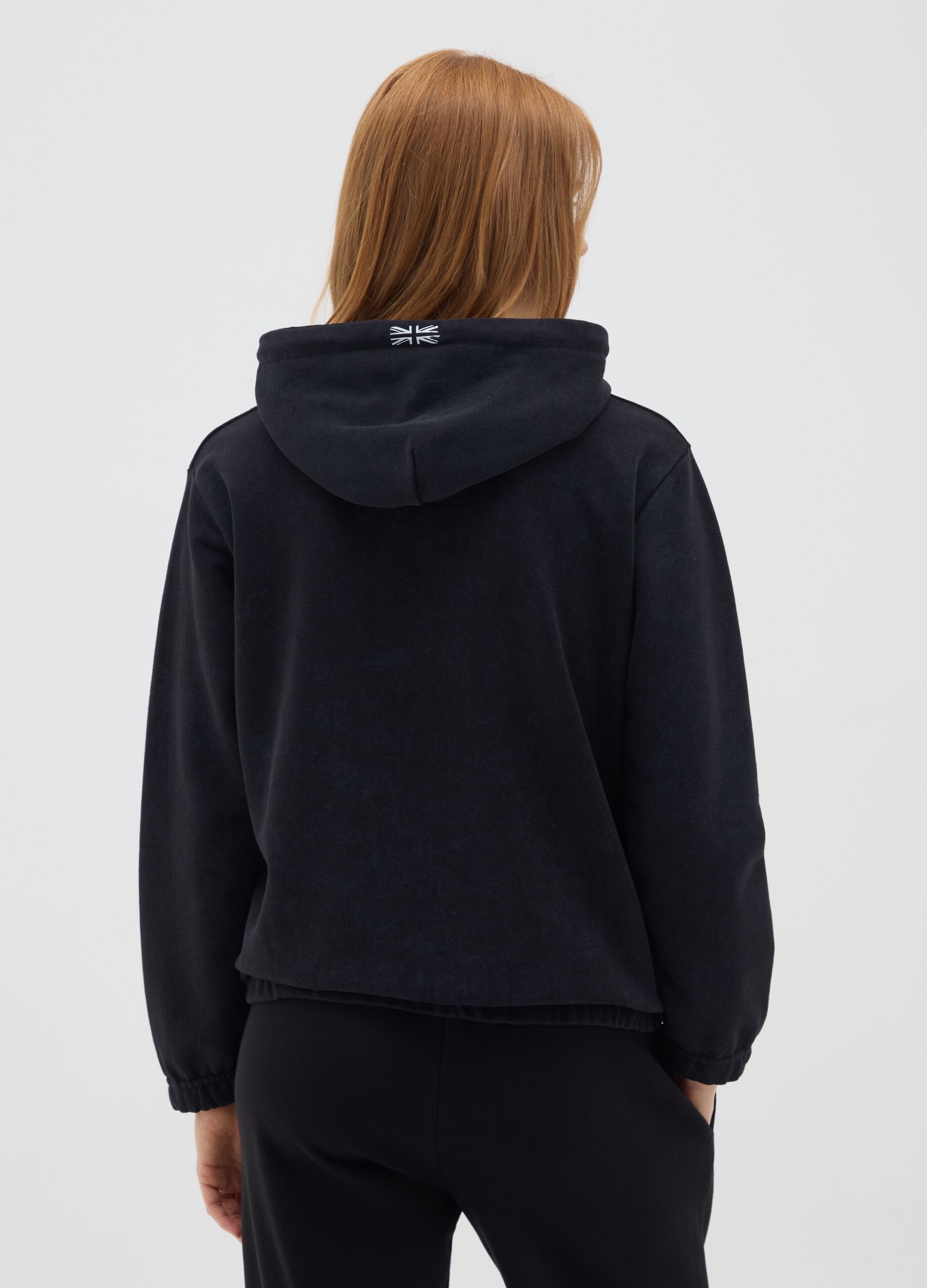 Felpa in cotone nero regular fit