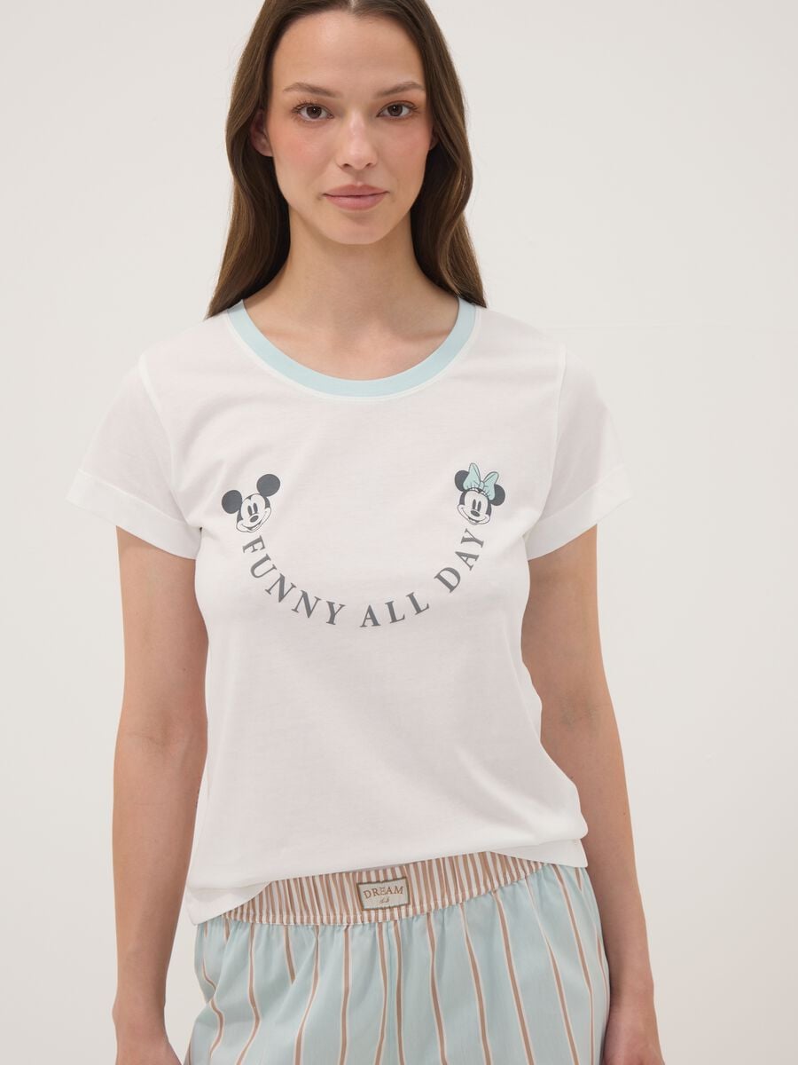 White organic cotton Mickey Mouse print pyjama T-shirt_1