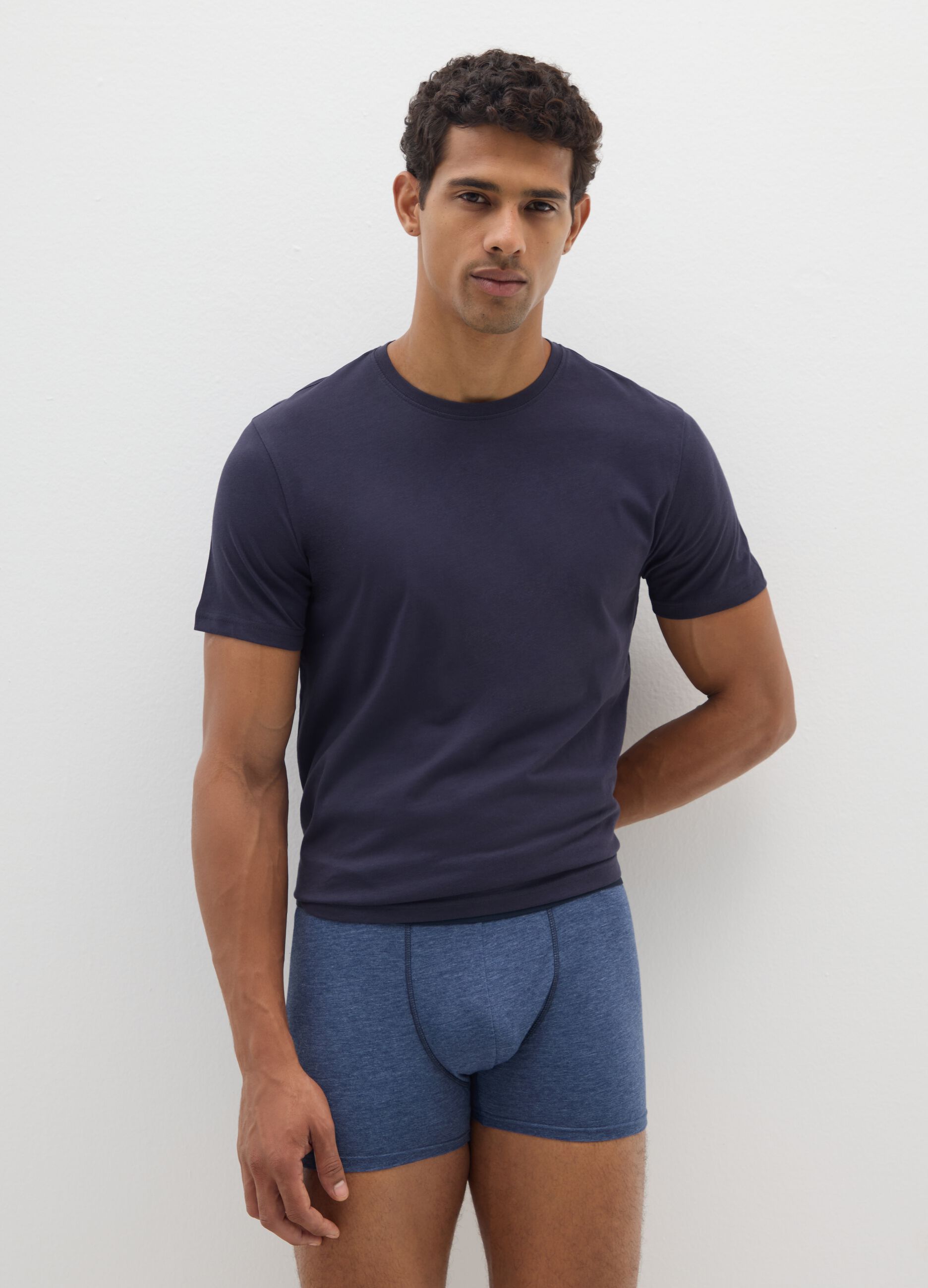 Tripack of stretch cotton blue regular fit boxers