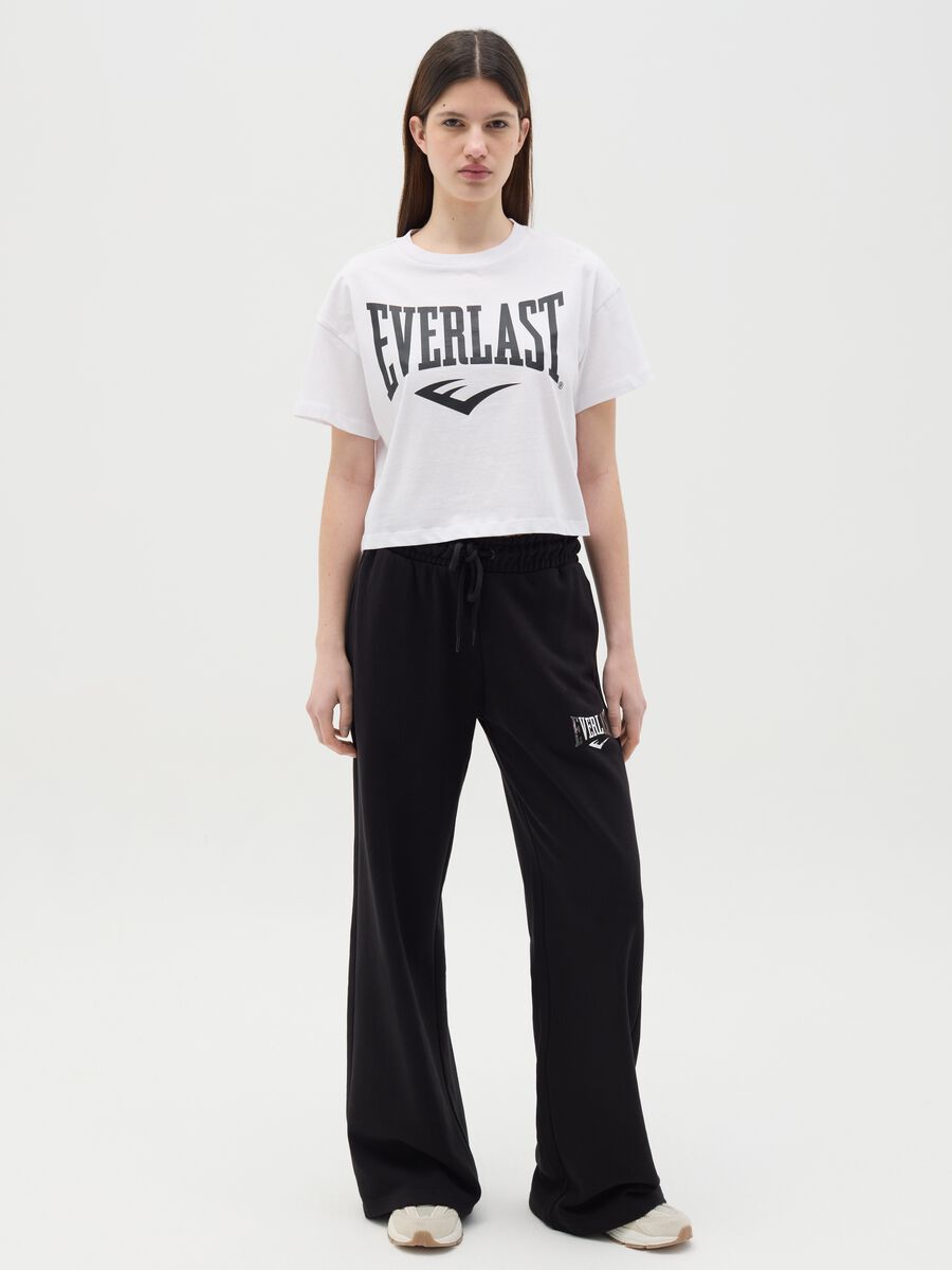 Black flare joggers with drawstring and logo print_0