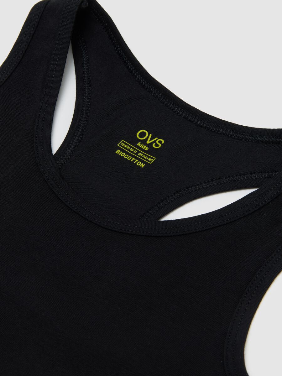 Set of girls' sporty tops in black stretch cotton_3