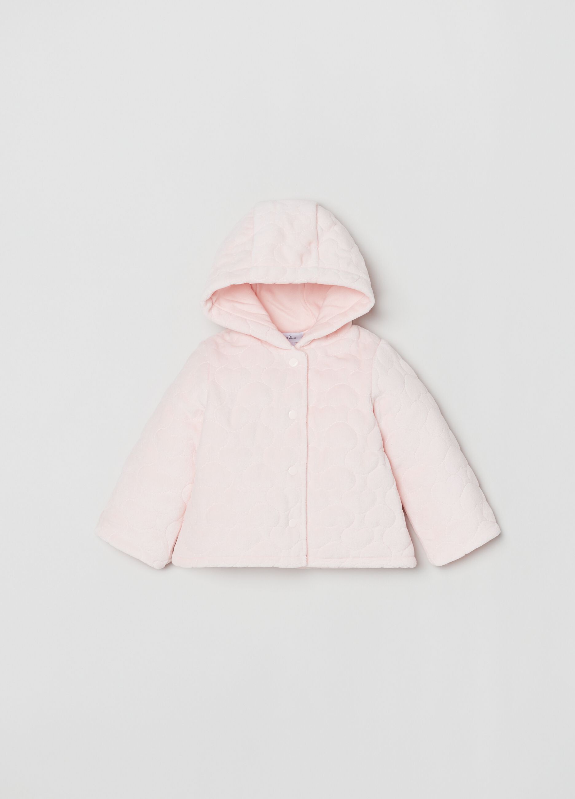 Giacca in velour con trapuntatura a cuori_0