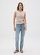 Beige mixed fitted top with knot_1