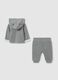 Grey cotton blend newborn set with hood and pockets_1
