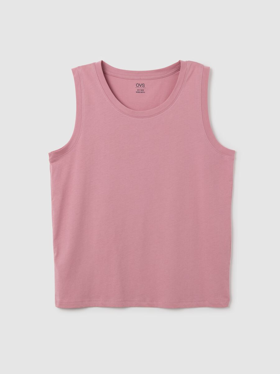 Canotta basic da uomo in puro cotone rosa regular fit_0