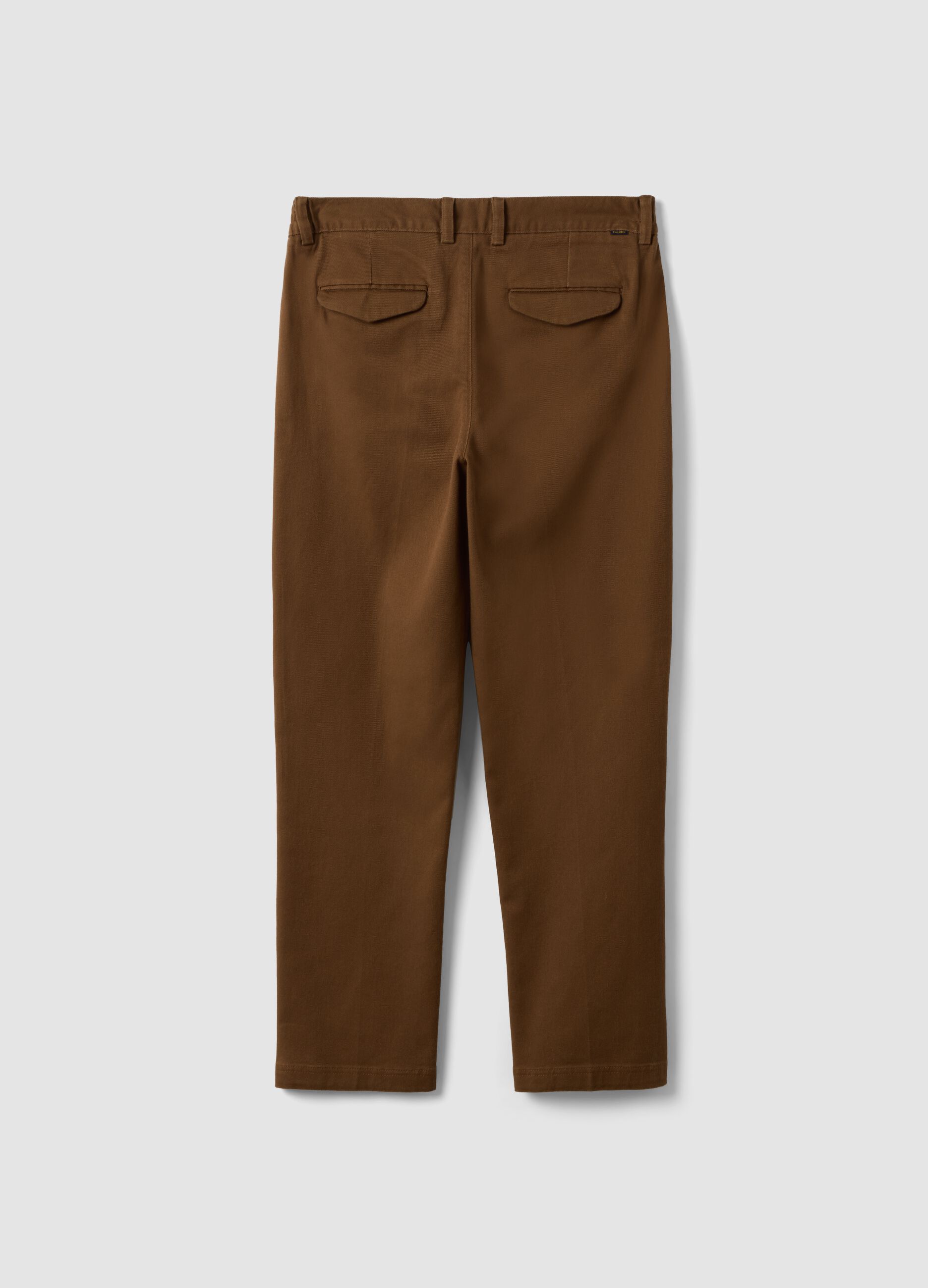 Pantaloni chino marroni in cotone elasticizzato straight fit