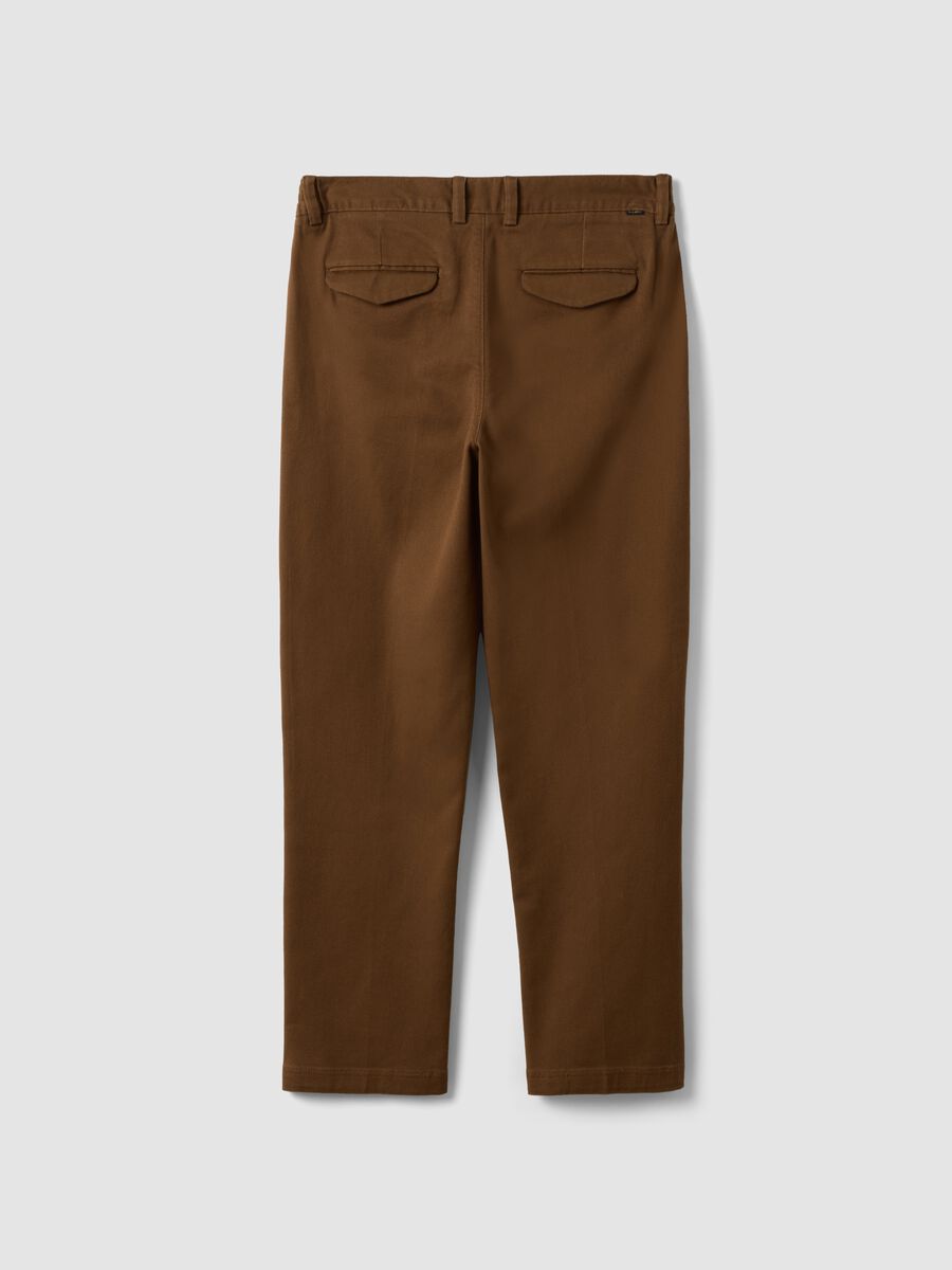 Brown stretch cotton straight-fit chino trousers_2