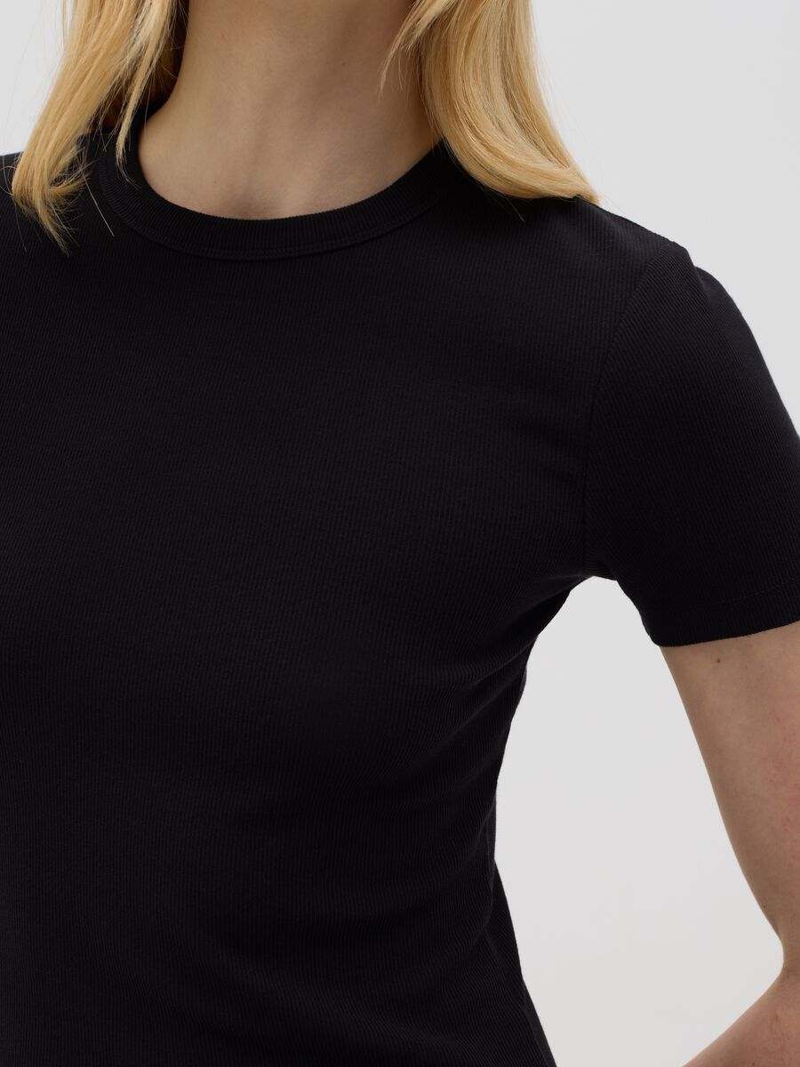 Black Stretch Short Sleeve T-shirt Ovs_3